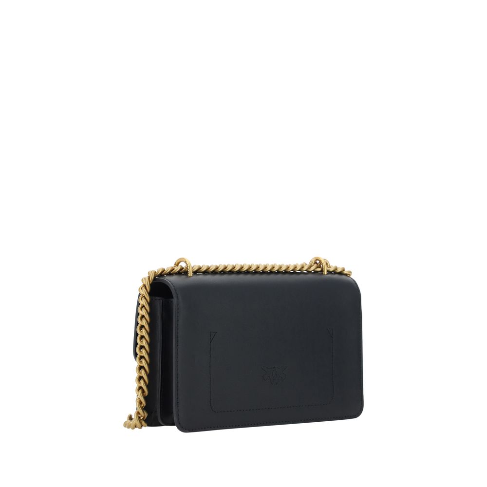 PINKO Black Calf Leather Bos Taurus Shoulder Bag