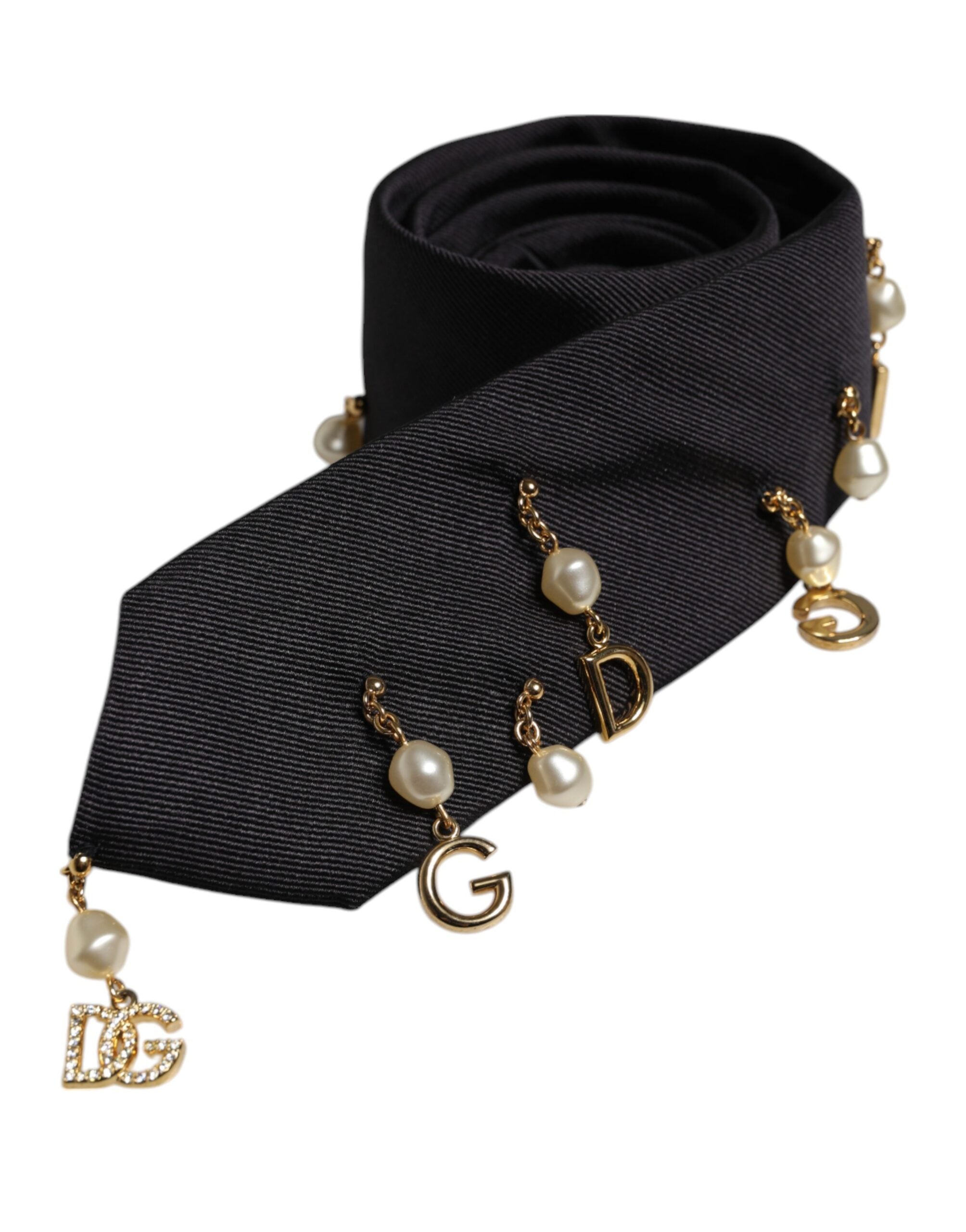 Dolce & Gabbana Black Logo Embellished Adjustable Necktie Tie