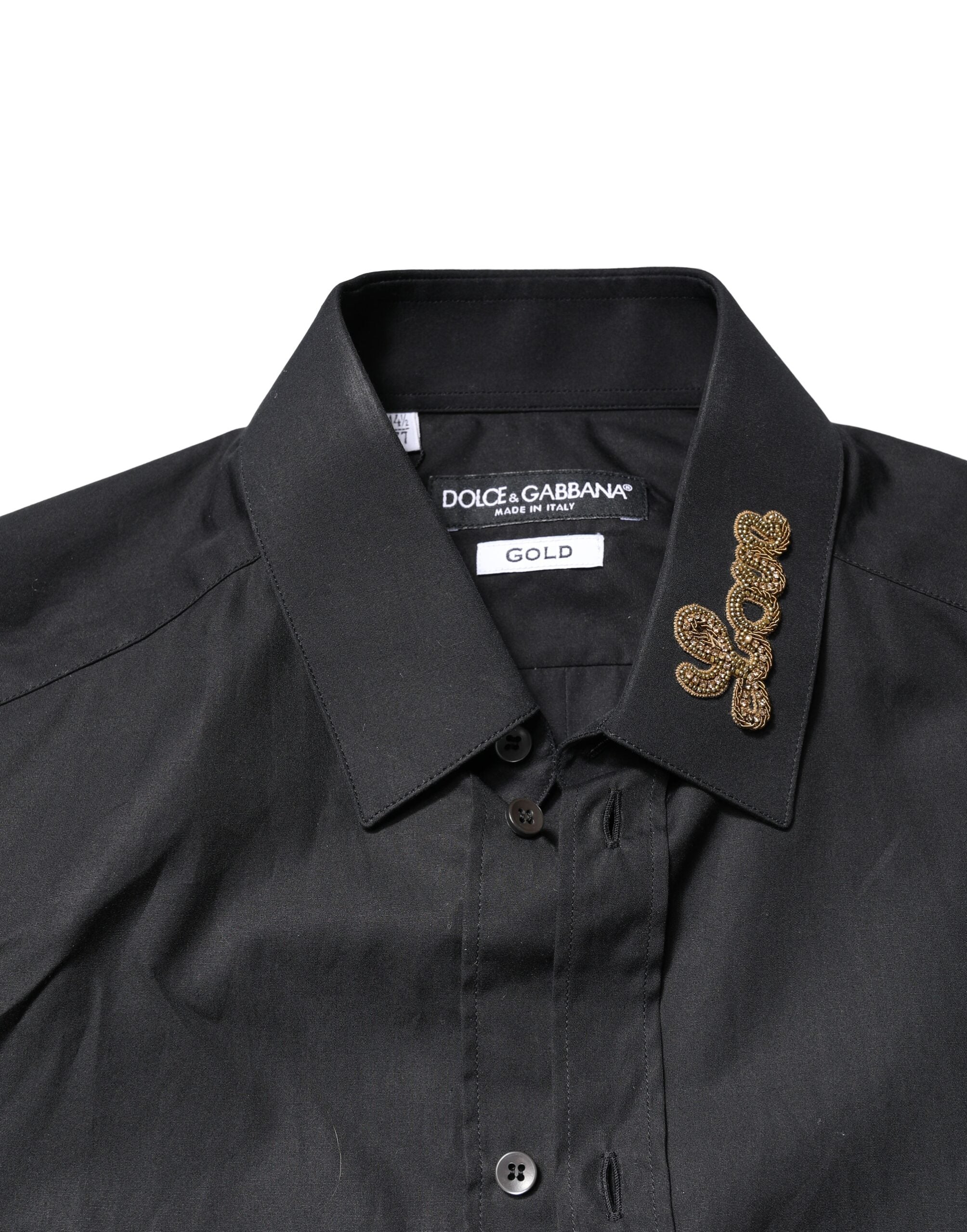Dolce & Gabbana Black Love Embroidery GOLD Formal Dress Shirt