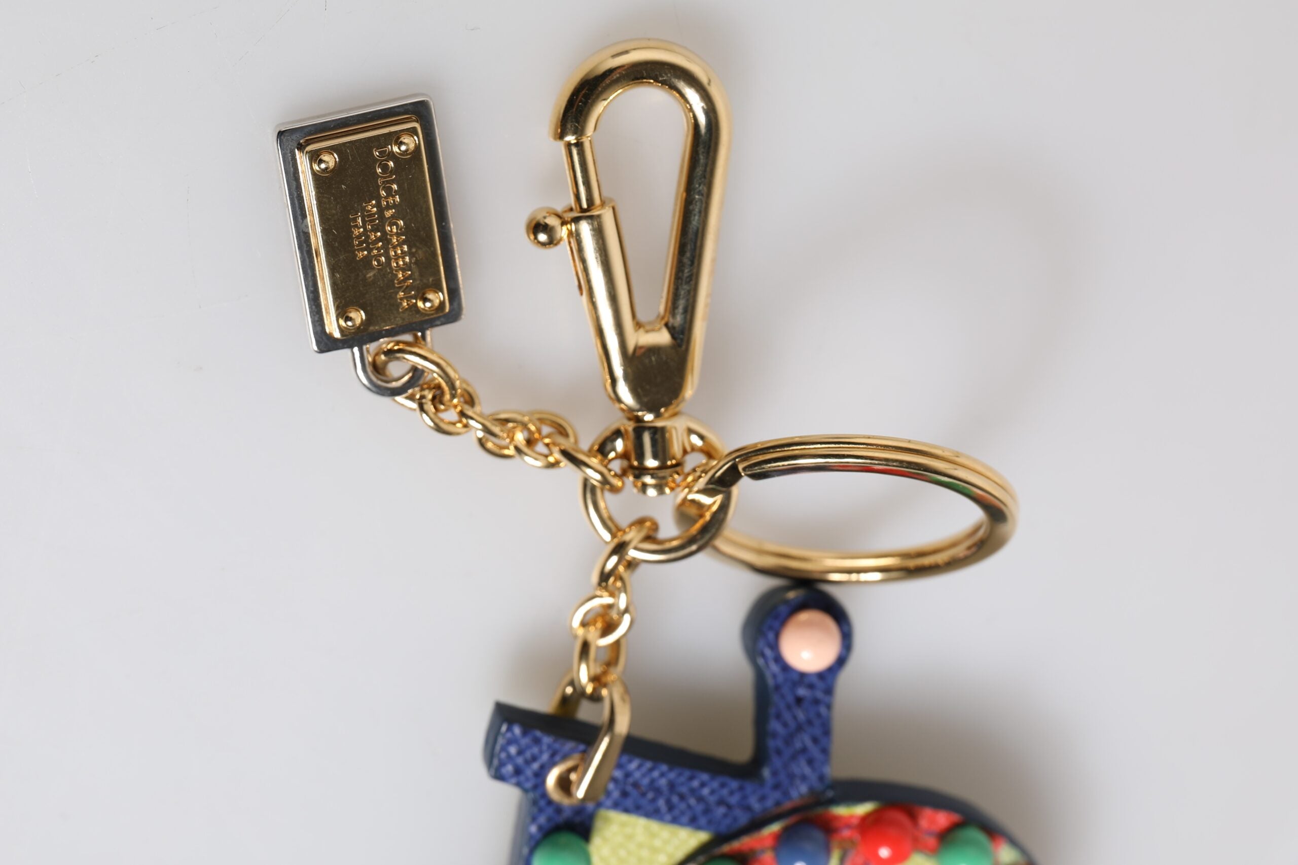 Dolce & Gabbana Multicolor Gold Tone Carretto Keychain Keyring