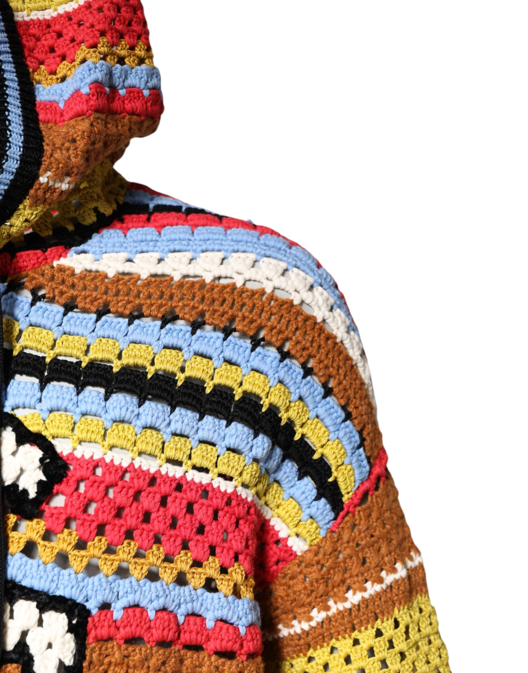 Dolce & Gabbana Multicolor Cotton Hooded Pullover Sweater