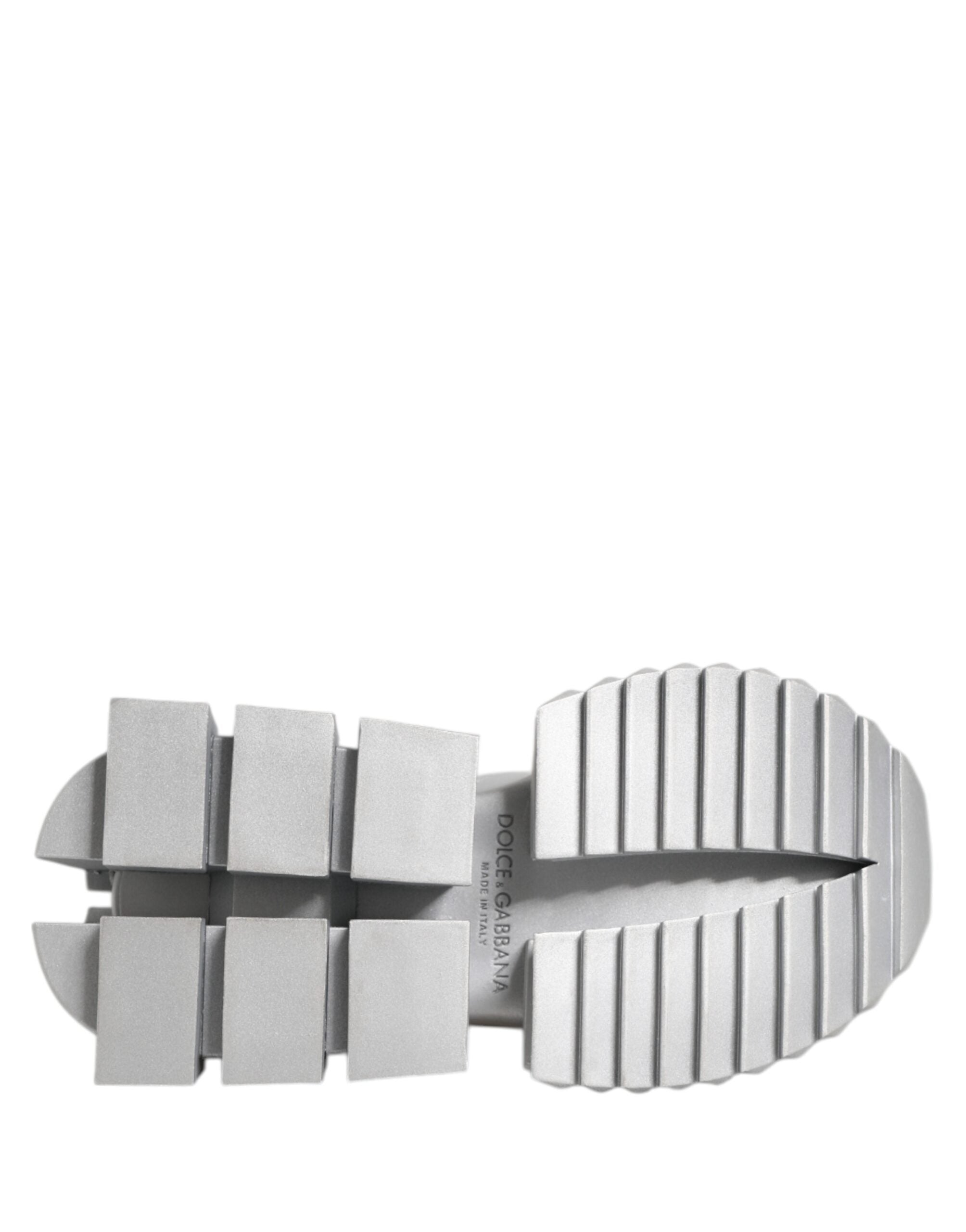 Dolce & Gabbana Silver Leather Super Queen Sneakers Shoes