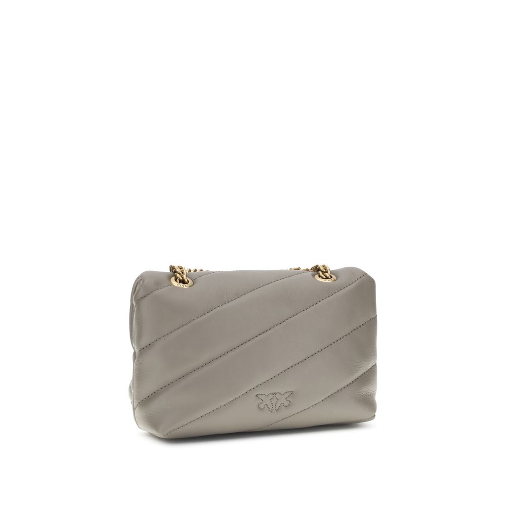 PINKO Gray Calf Leather Bos Taurus Shoulder Bag