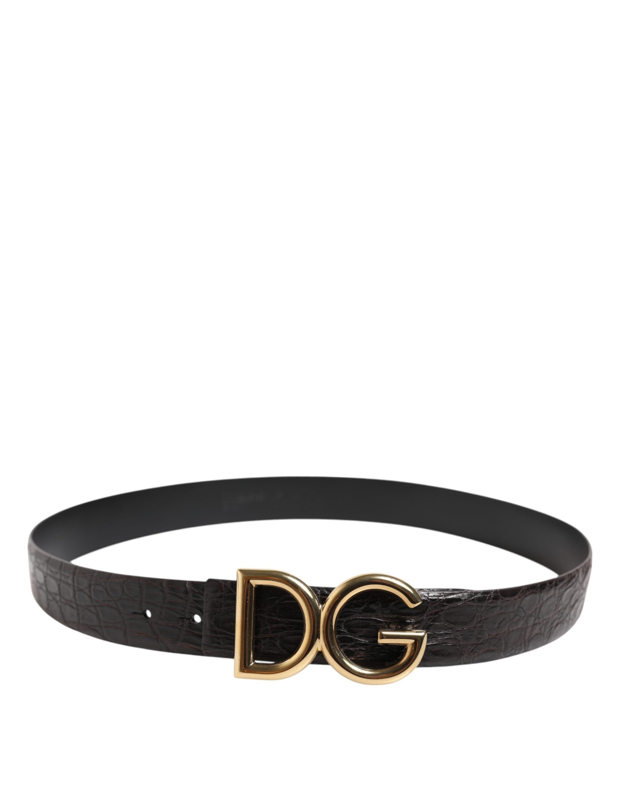 Dolce & Gabbana Black Exotic Leather DG Logo Buckle Belt