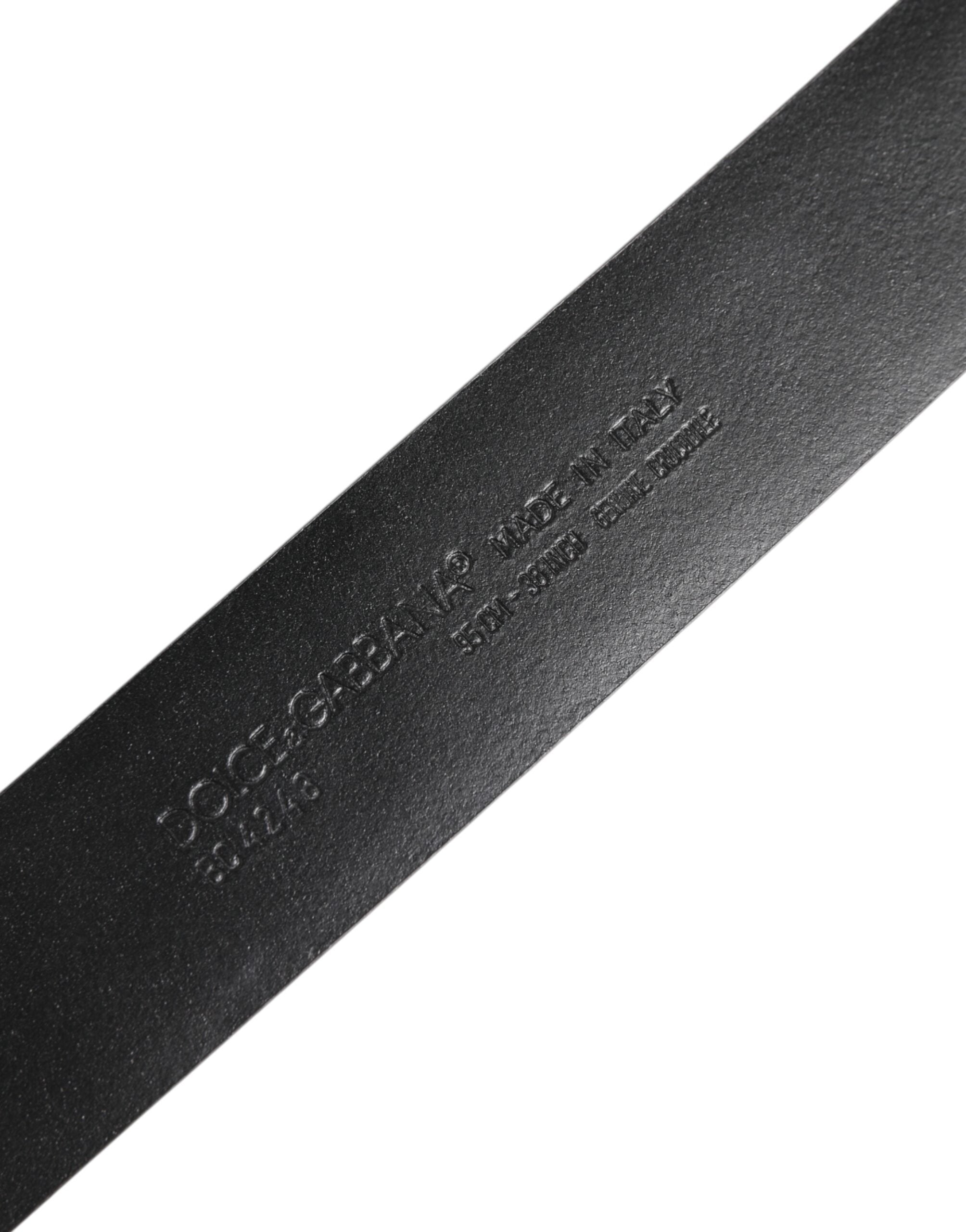 Dolce & Gabbana Black Exotic Leather DG Logo Buckle Belt