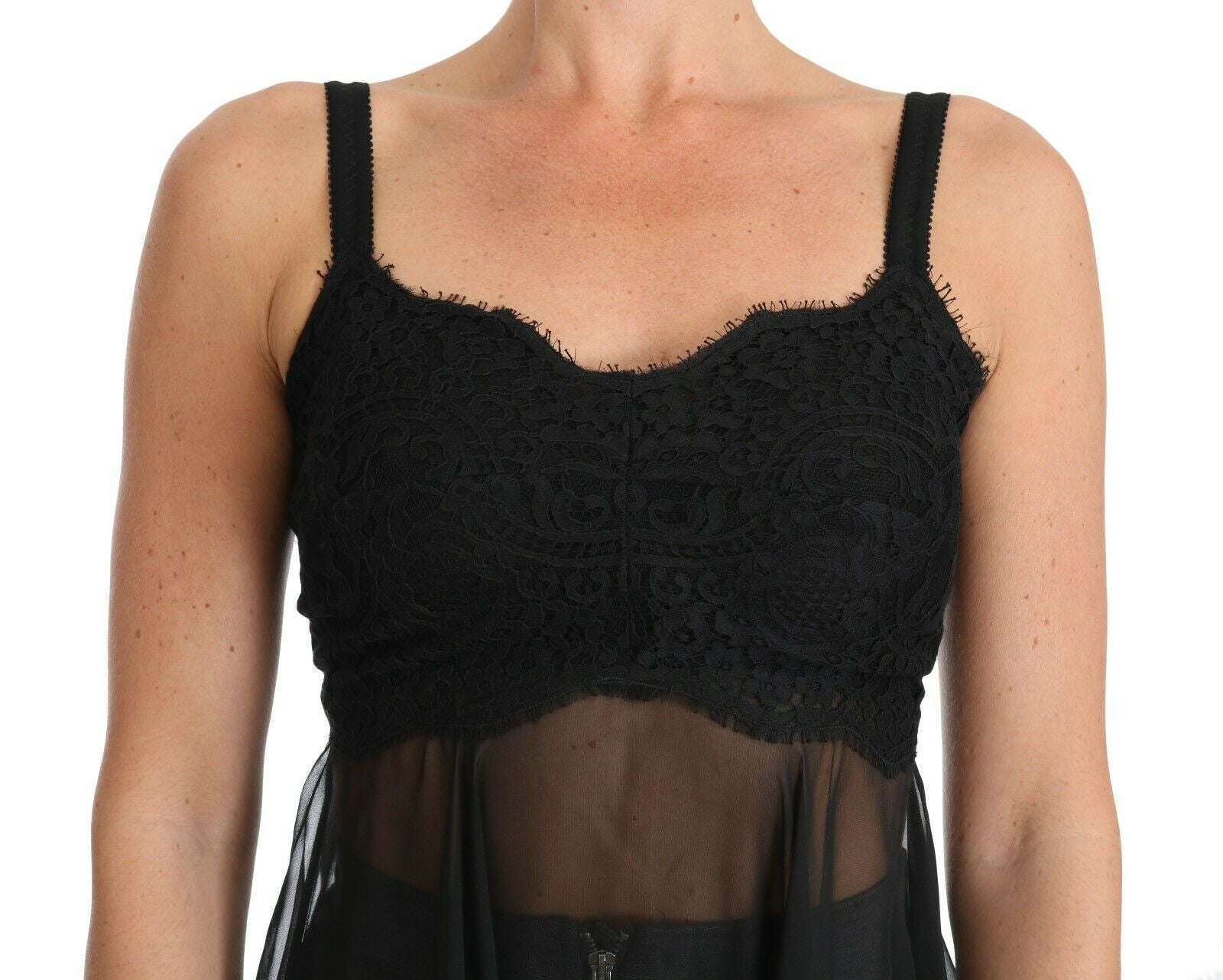 Dolce & Gabbana Black Silk Lace Dress Chemise Lingerie