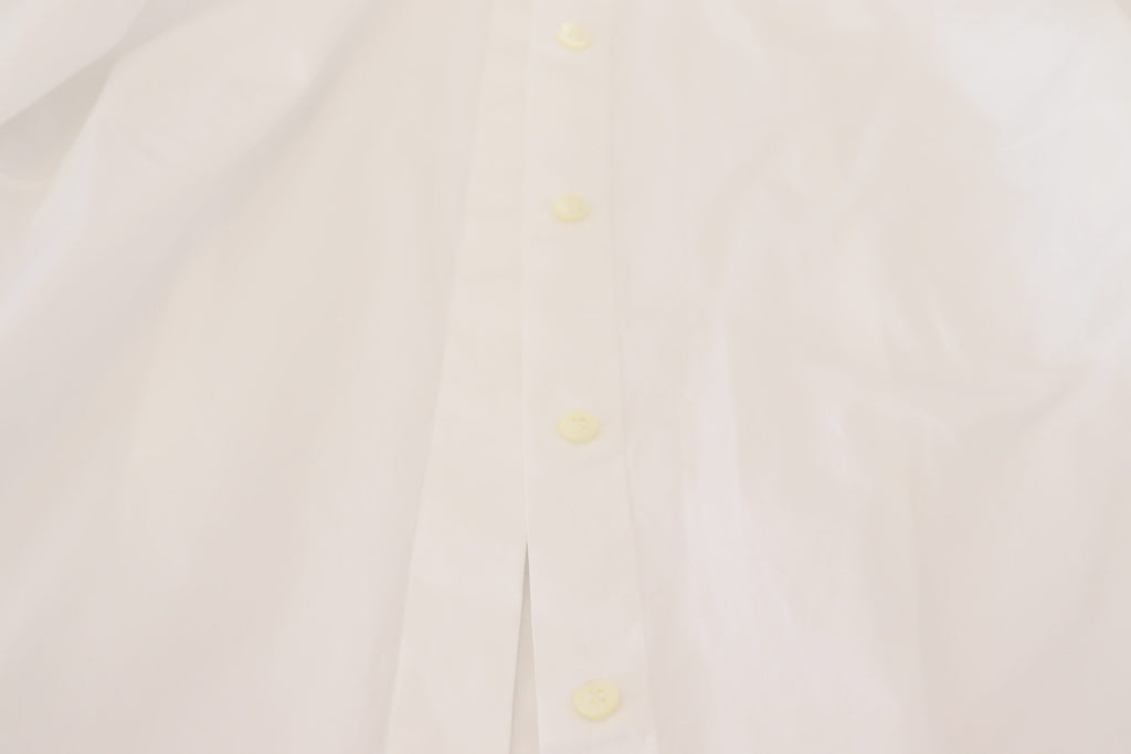 Dolce & Gabbana White Cotton Collared Long Sleeves Formal Top
