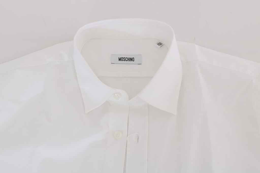 Moschino White Cotton Stretch Slim Fit Dress Shirt