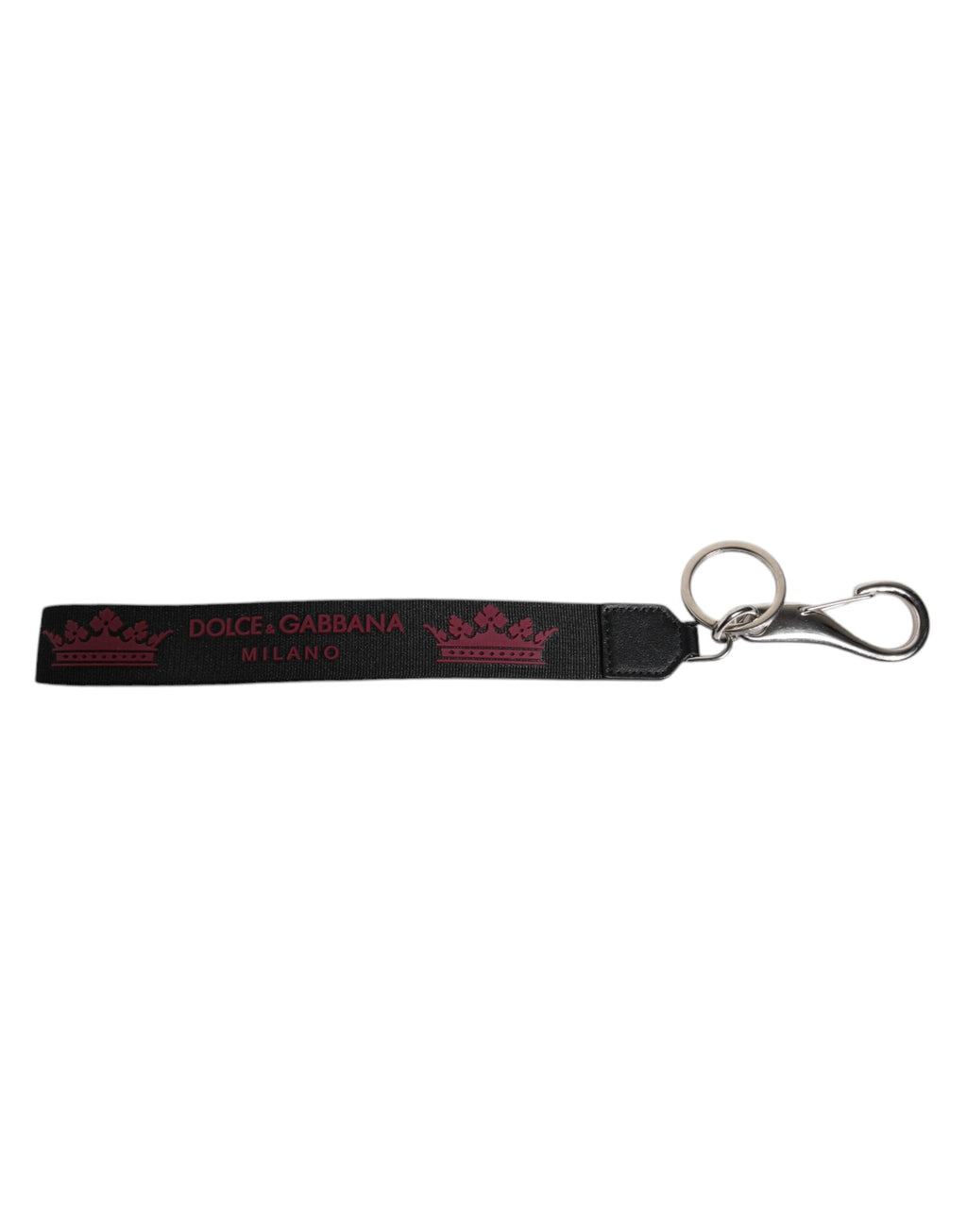 Dolce & Gabbana Black Nylon Logo DG Crown Men's Holder Keychain Keyring