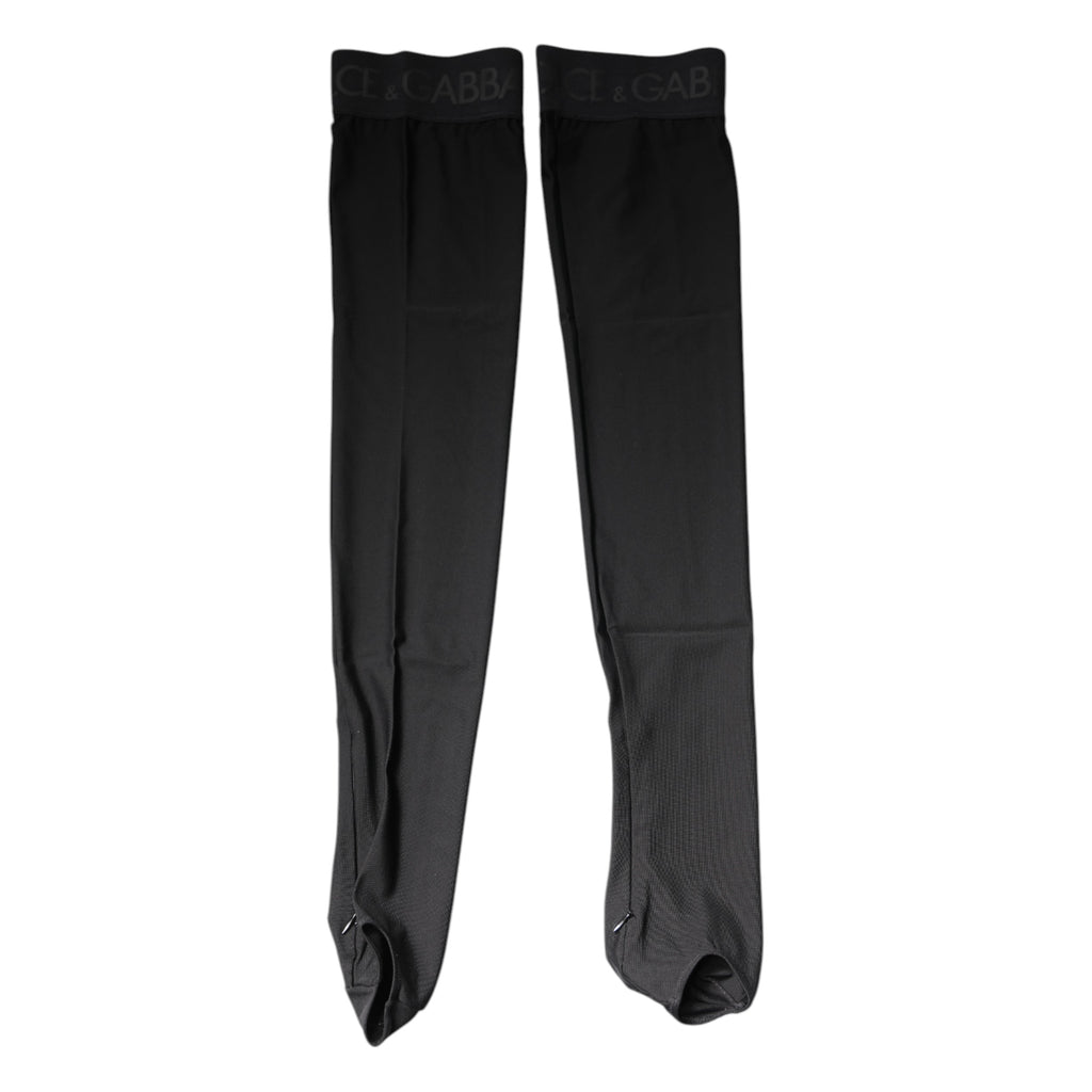 Dolce & Gabbana Black Viscose Stretch Over Calf Stockings Socks