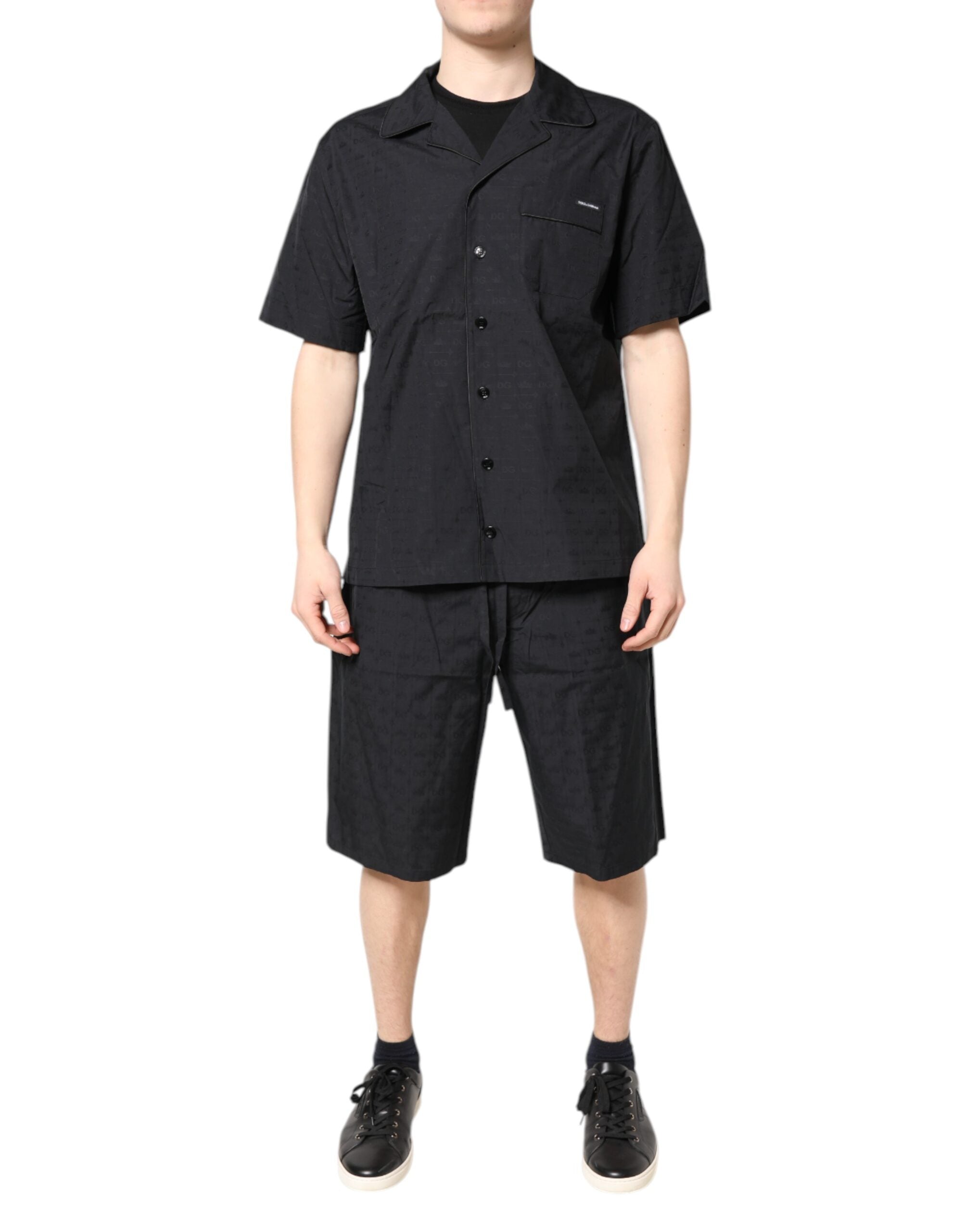 Dolce & Gabbana Black Cotton Men Pajama Set Sleepwear