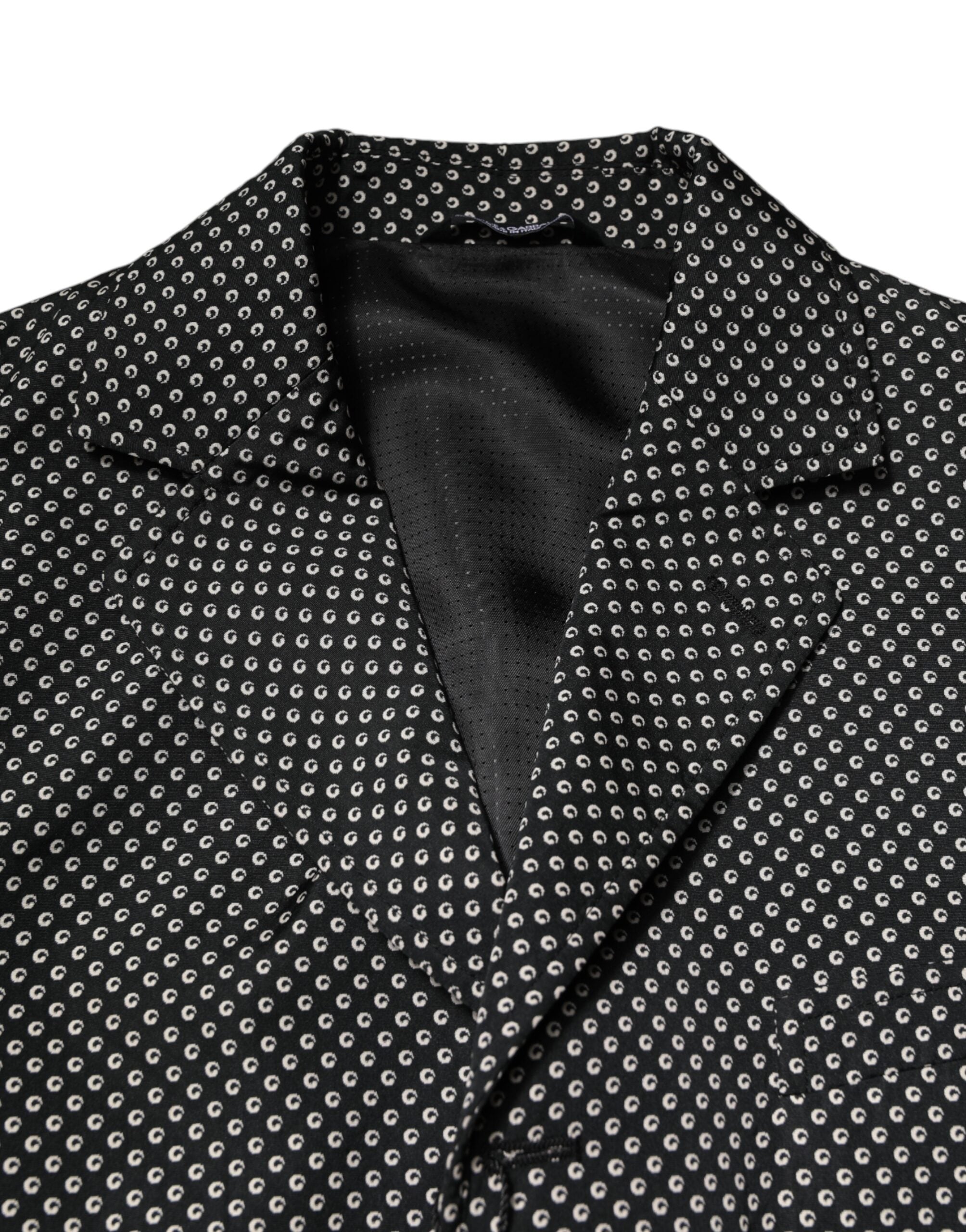 Dolce & Gabbana Black White Patterned Men Suit Coat Blazer