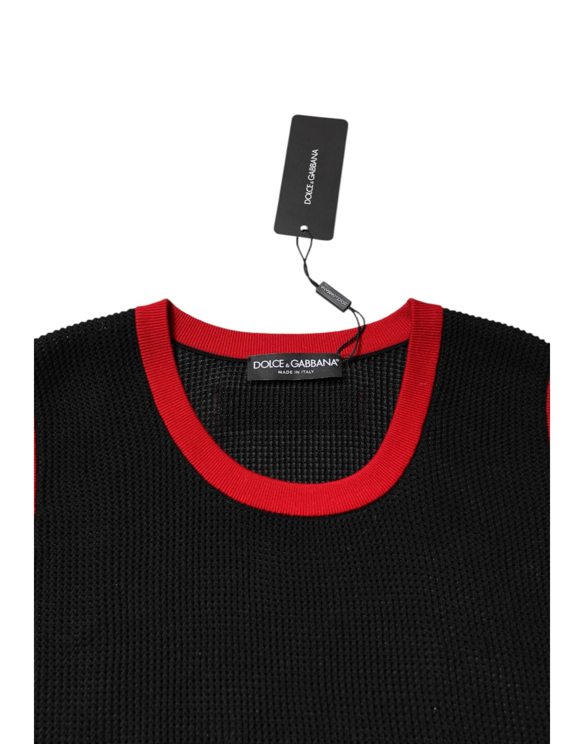 Dolce & Gabbana Black Cotton Slim Fit Round Neck T-shirt
