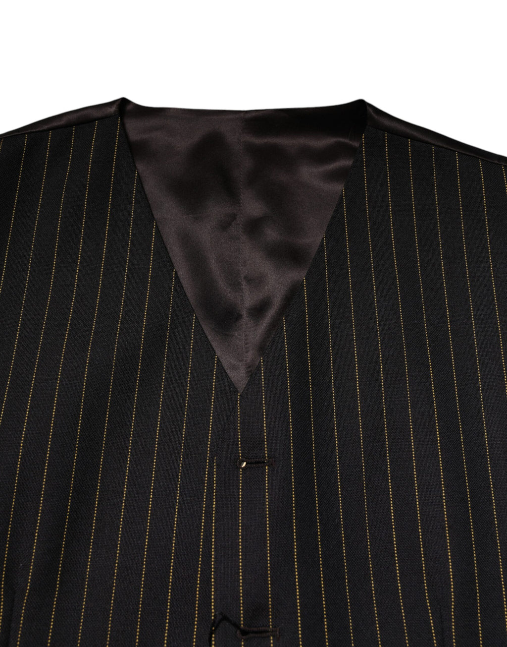 Dolce & Gabbana Black Stripes Wool Formal Men Waistcoat Vest