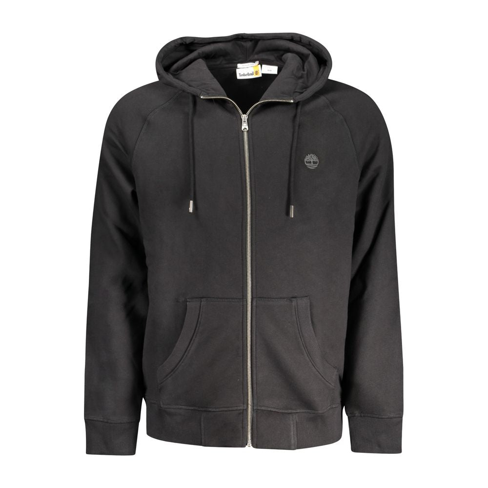 Timberland Black Cotton Men Sweater with Central Pockets and Zip