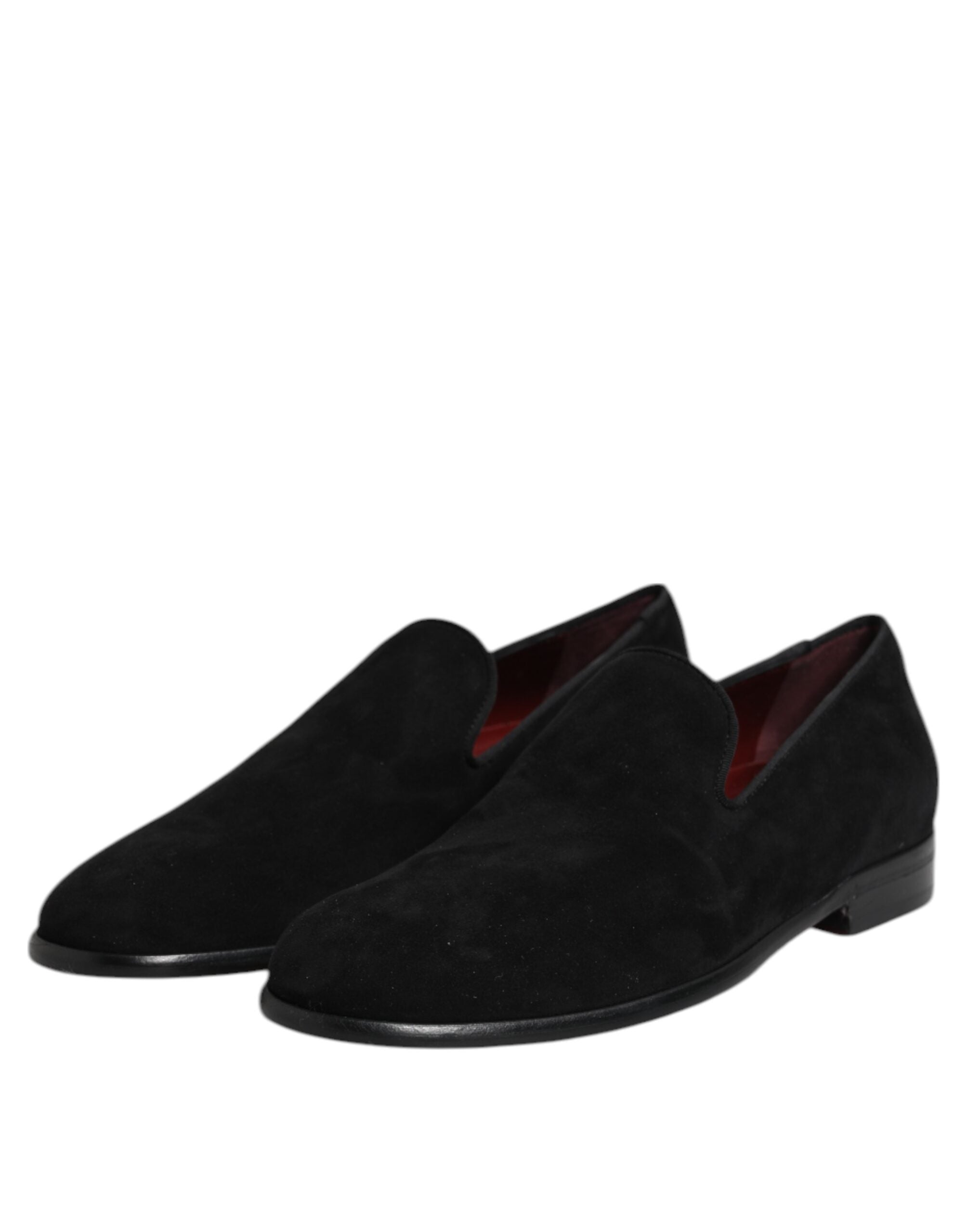 Dolce & Gabbana Black Suede Slip On Loafers Formal Shoes
