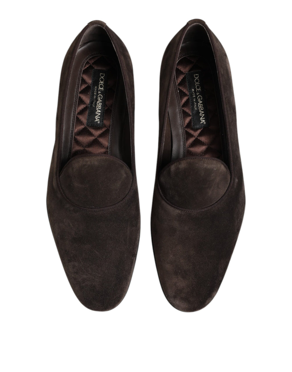 Dolce & Gabbana Brown Velvet Leather Slip On Loafers Shoes