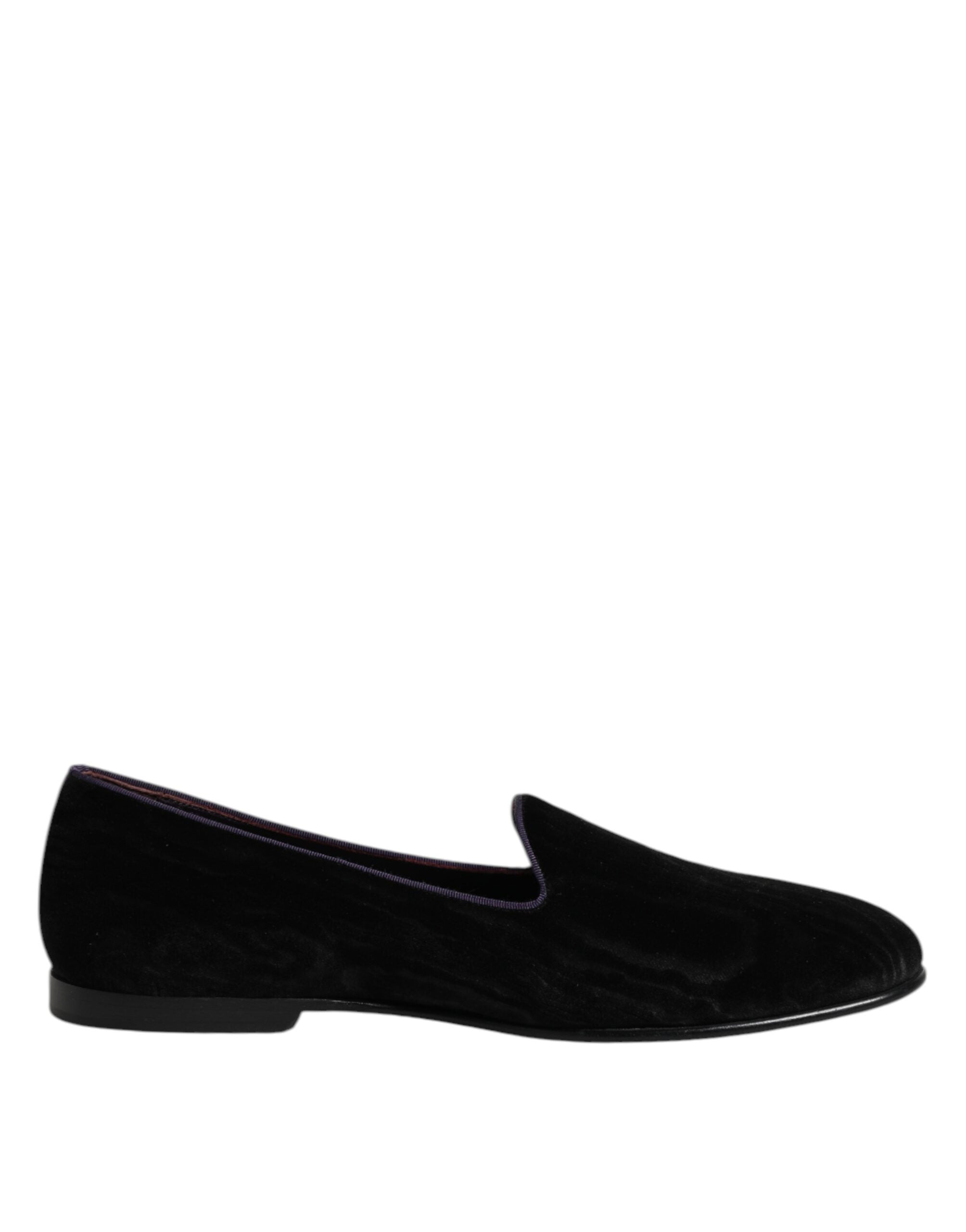 Dolce & Gabbana Black DG Crown Embroidery Loafers Slip On Shoes