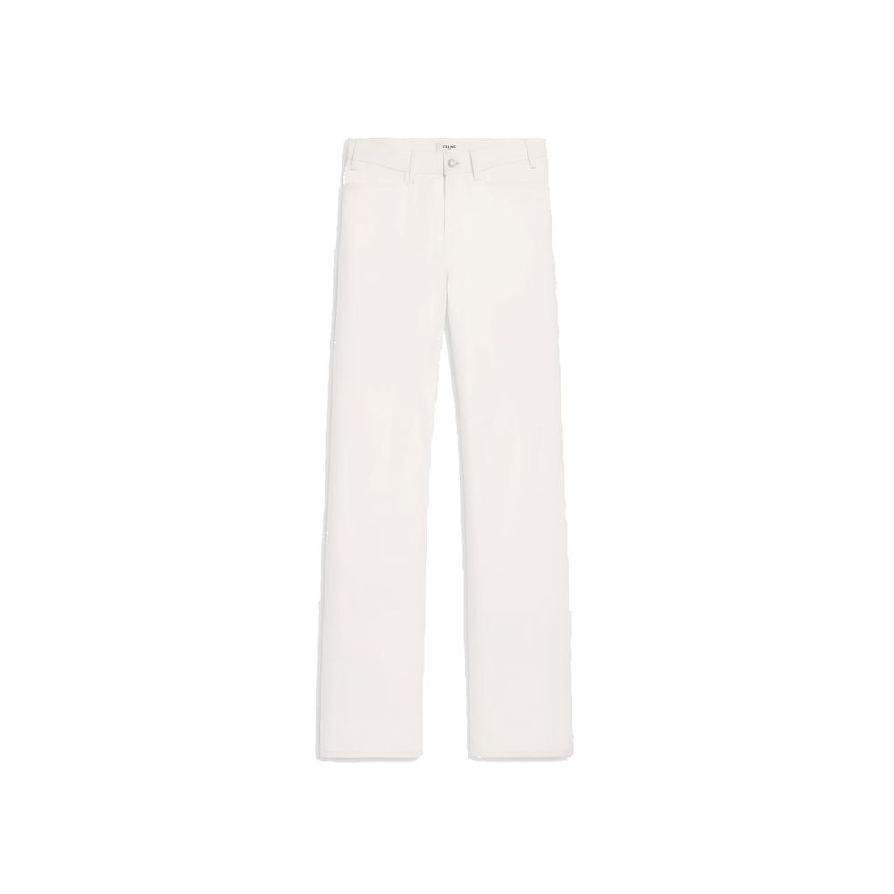 Celine White Cotton Straight-Leg Jeans
