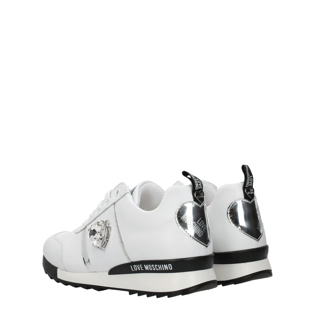 Love Moschino White Leather Low Tops