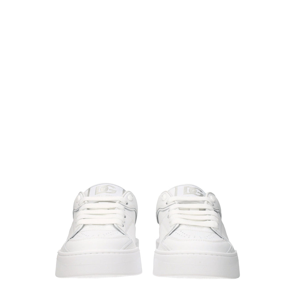 Dolce & Gabbana White Leather Low Tops
