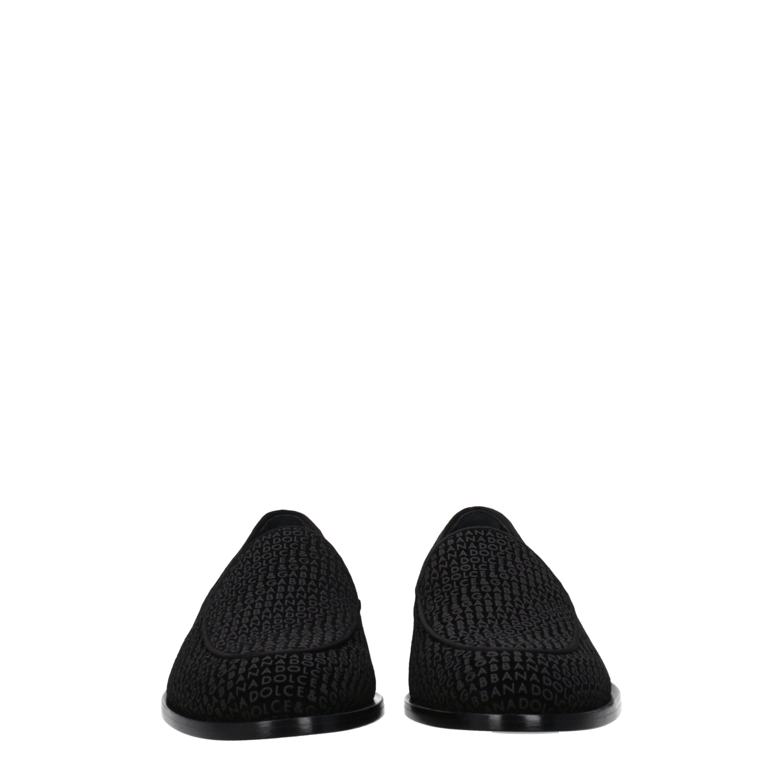 Dolce & Gabbana Black Velvet Slip-On Loafers