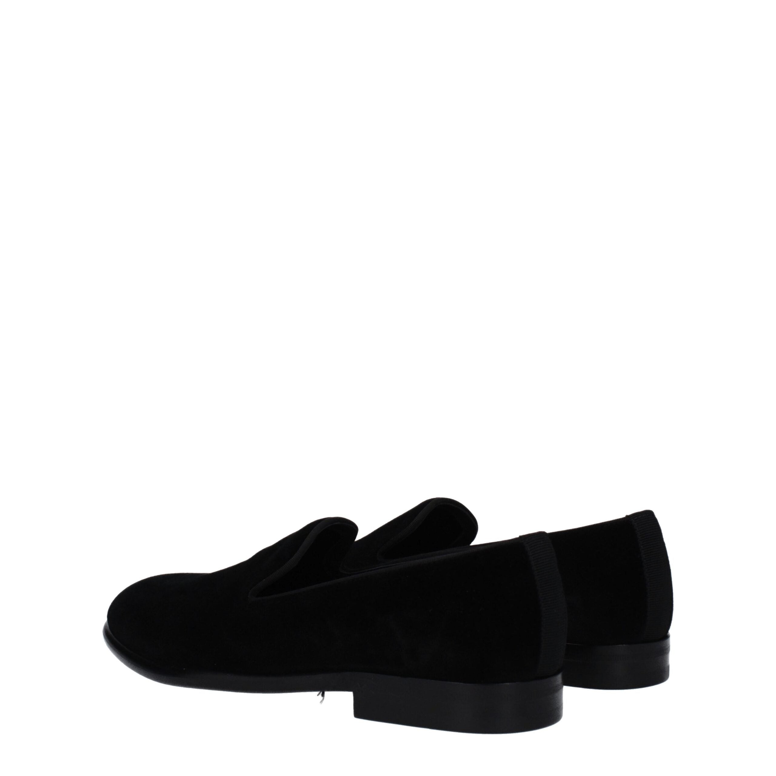 Dolce & Gabbana Black Velvet Slip-On Loafers