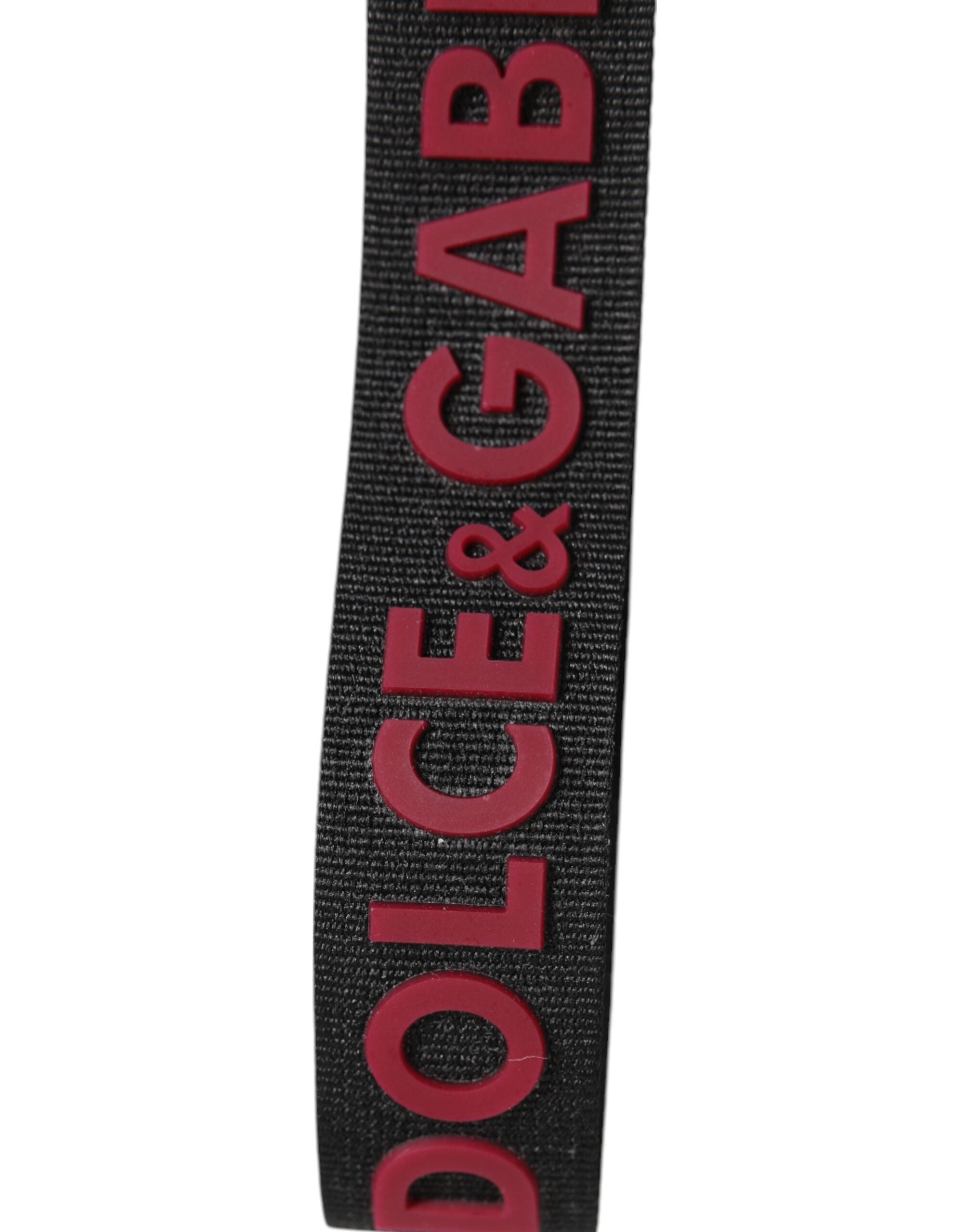 Dolce & Gabbana Black Red DG Logo Polyester Silver Men Keychain Keyring