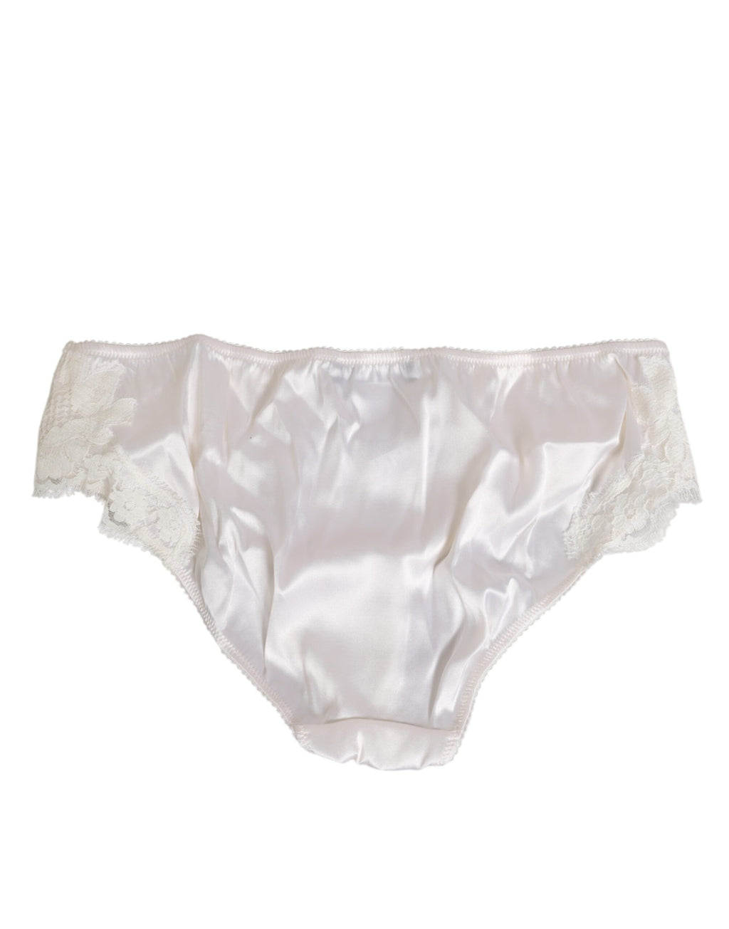 Dolce & Gabbana Ivory White Silk Satin Lace Trim Panty  Underwear