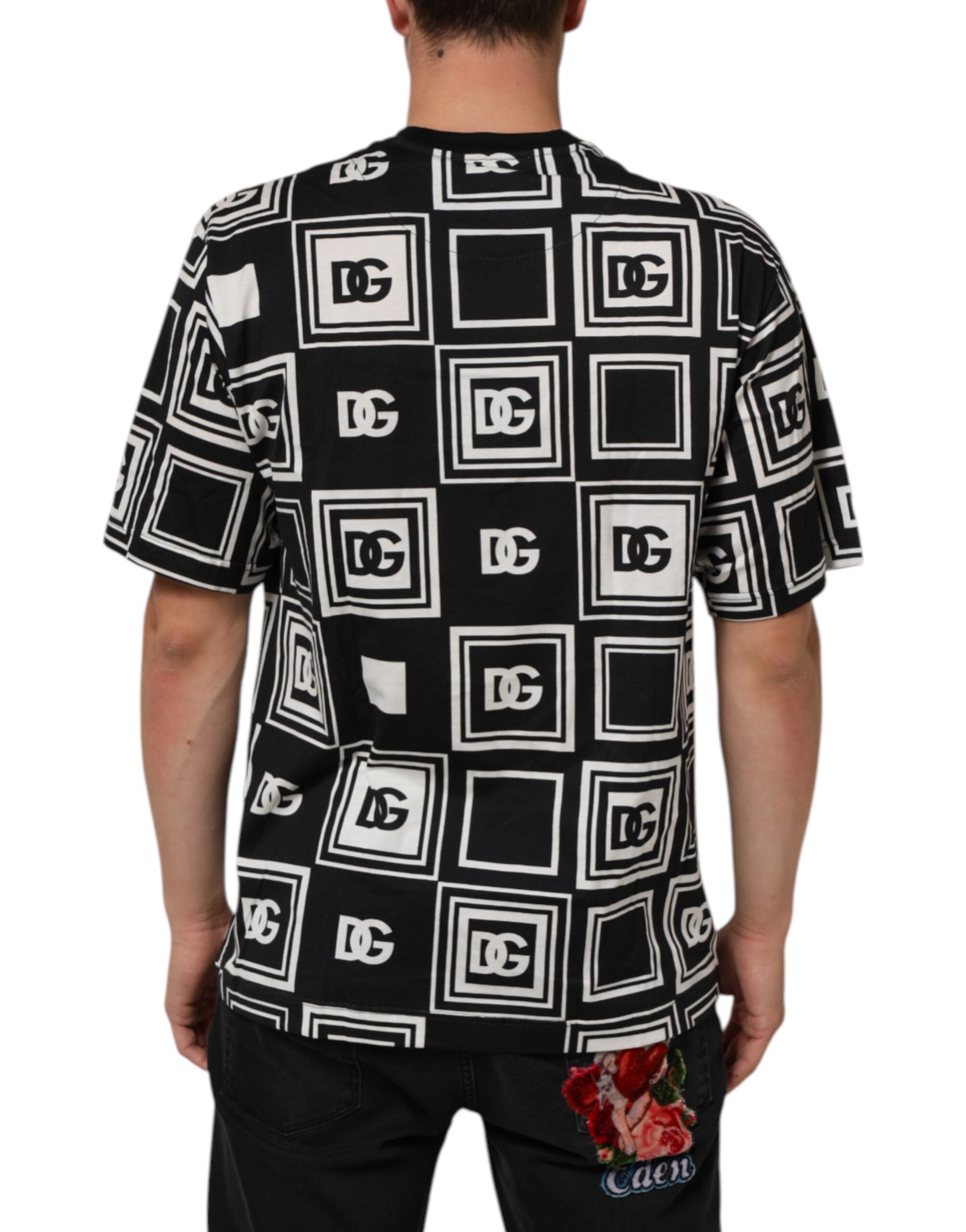 Dolce & Gabbana Black Logo Monogram Cotton Crew Neck T-shirt