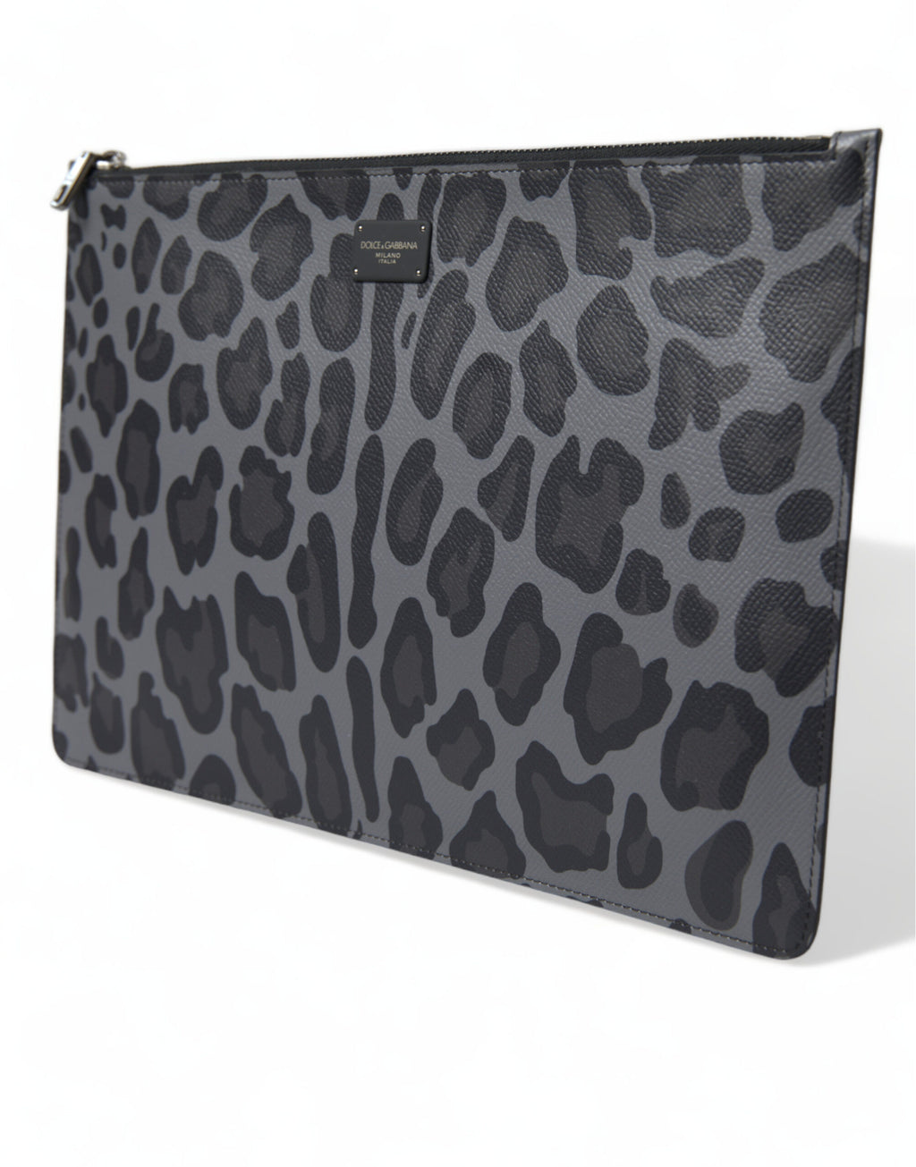 Dolce & Gabbana Multicolor Leopard Jacquard Logo Plaque Document Briefcase Bag