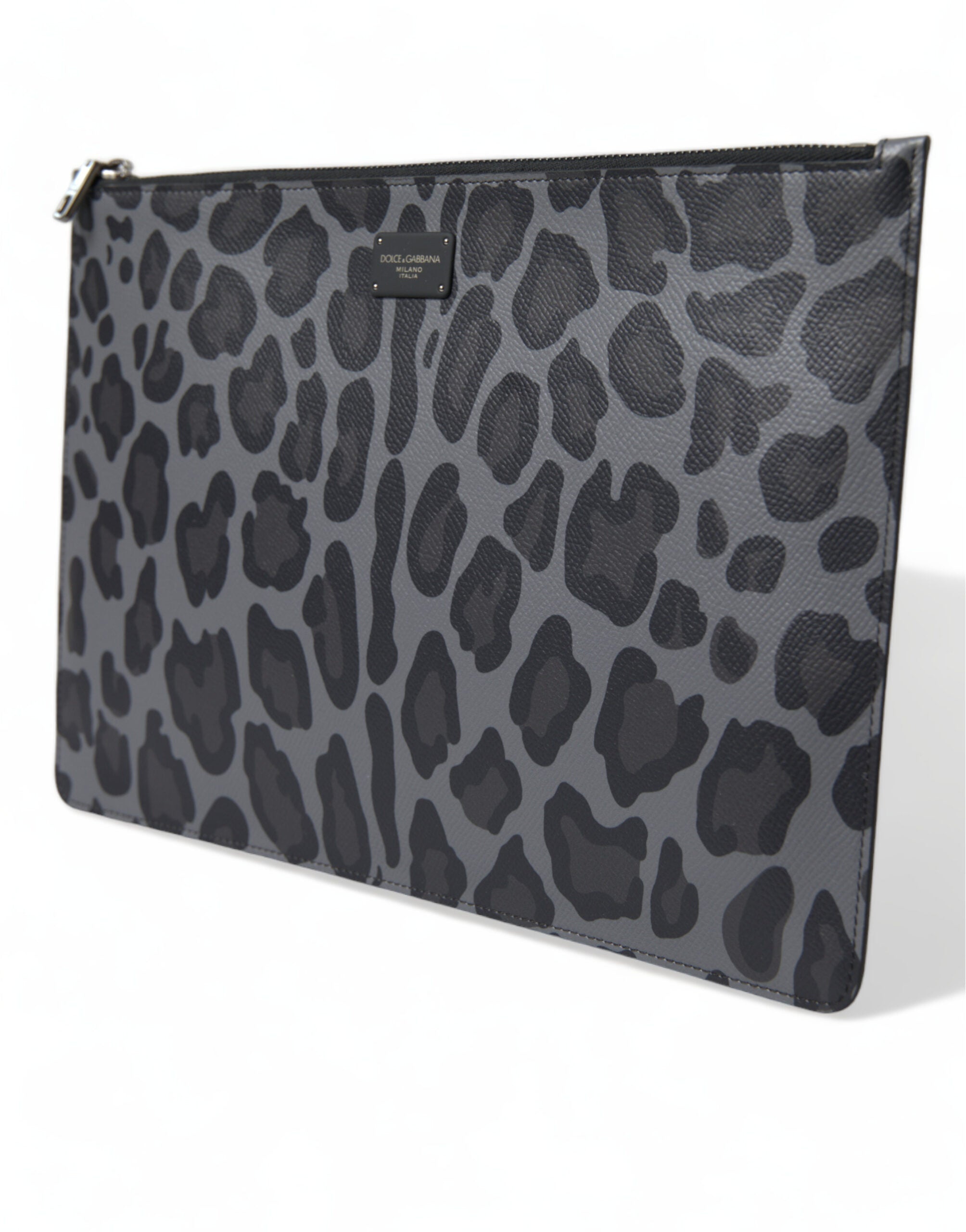 Dolce & Gabbana Multicolor Leopard Jacquard Logo Plaque Document Briefcase Bag