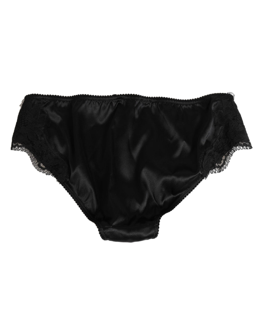 Dolce & Gabbana Black Silk Floral Lace Mid Waist Panty Underwear