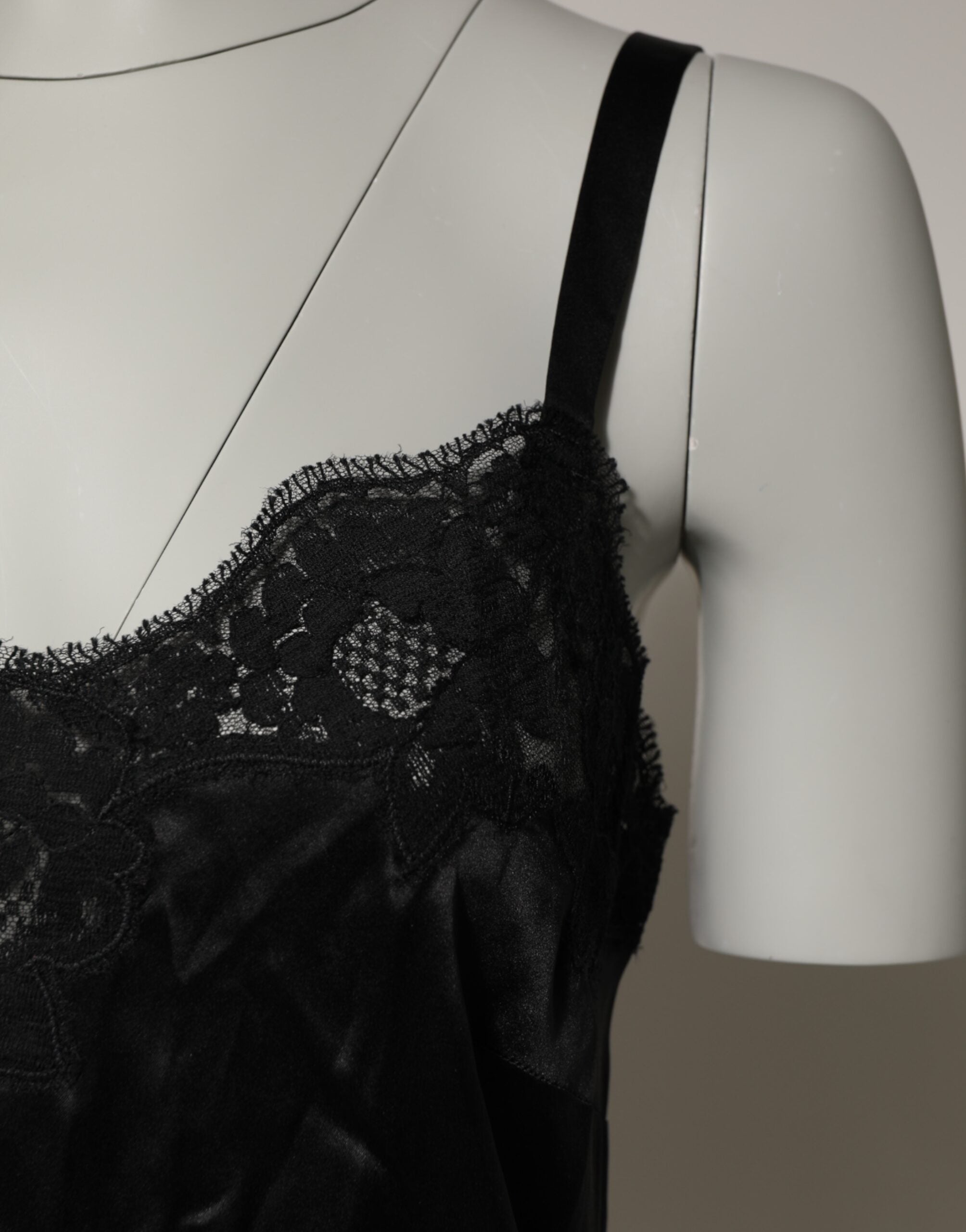 Dolce & Gabbana Black Silk Floral Lace Tank Lingerie Top Underwear