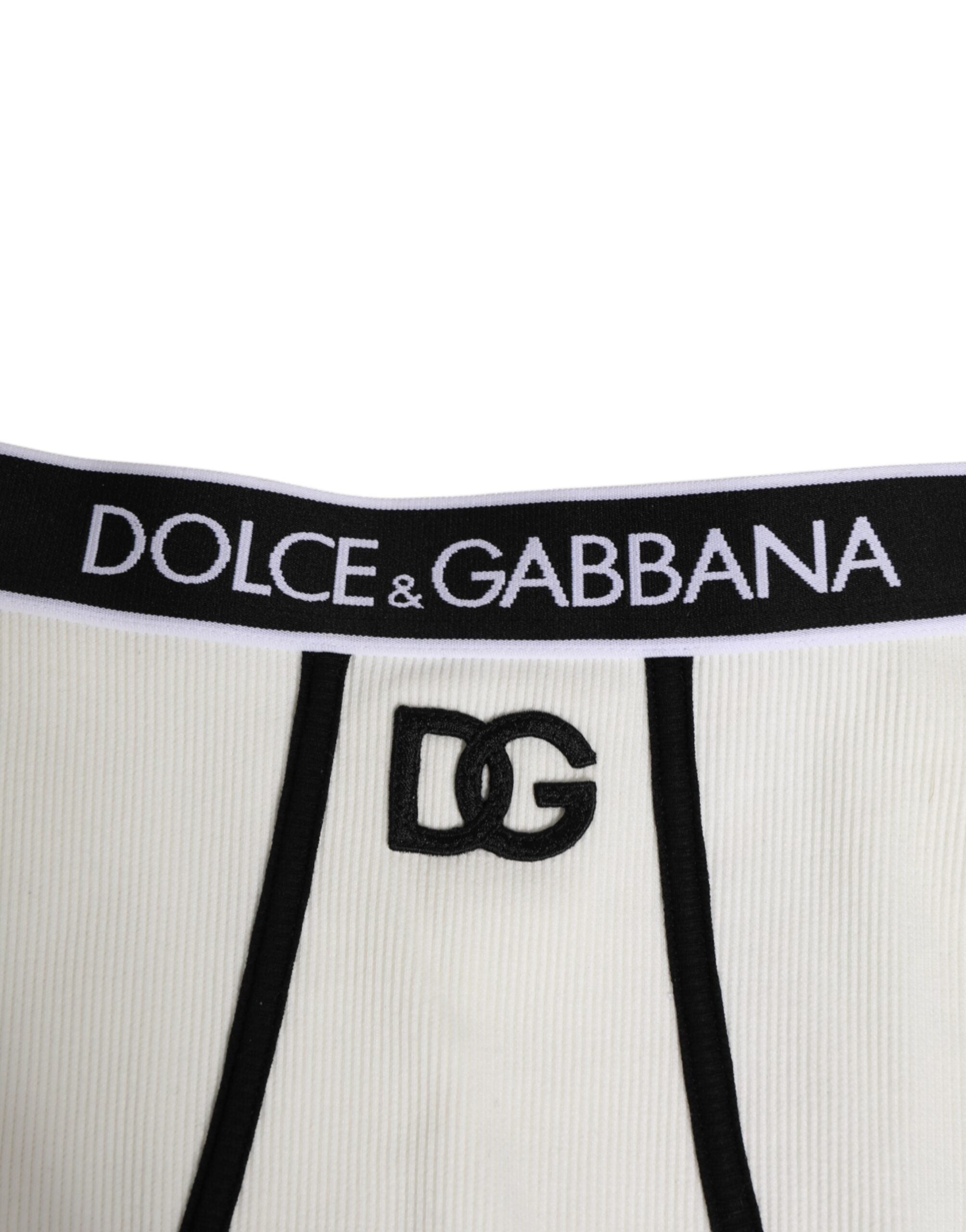 Dolce & Gabbana White Cotton Stretch High Waist Culotte Underwear
