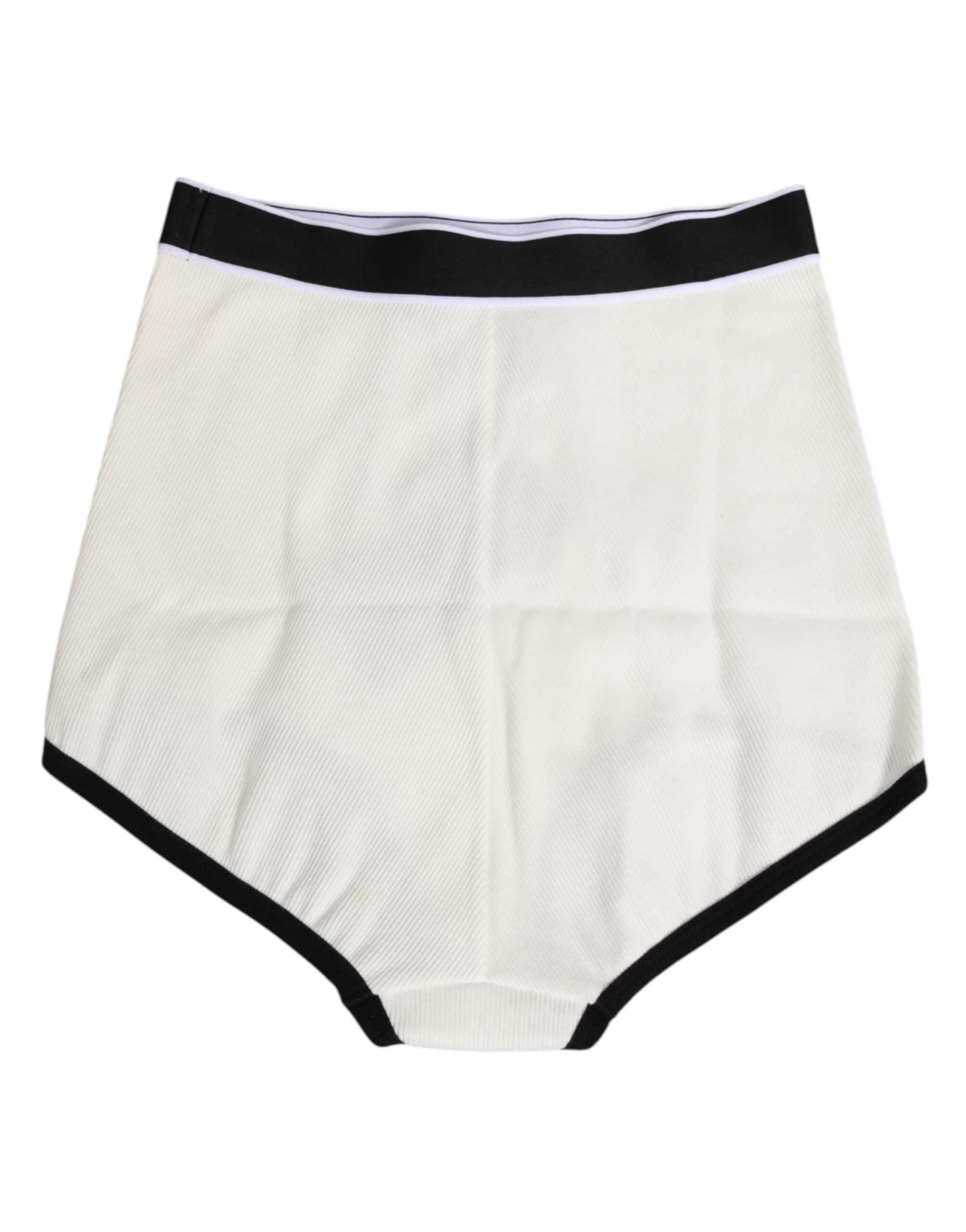 Dolce & Gabbana White Cotton Stretch High Waist Culotte Underwear