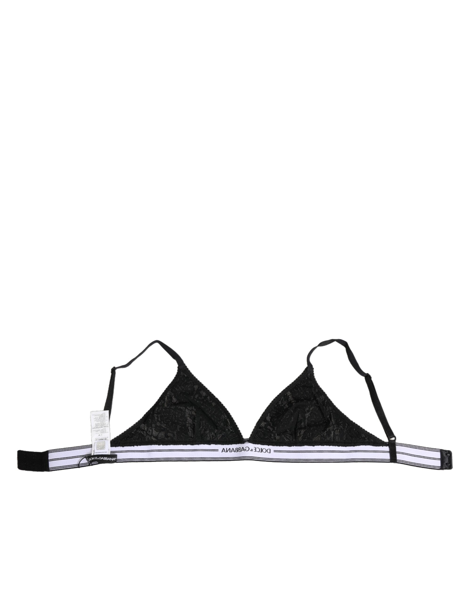 Dolce & Gabbana Black Lace Triangle Bralette Wireless Underwear