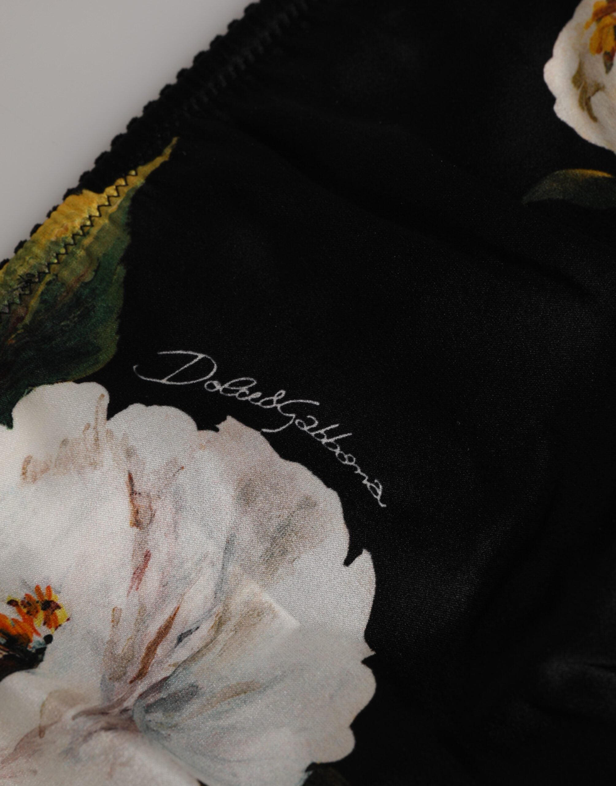 Dolce & Gabbana Black Floral Print Mid Waist Panty Underwear