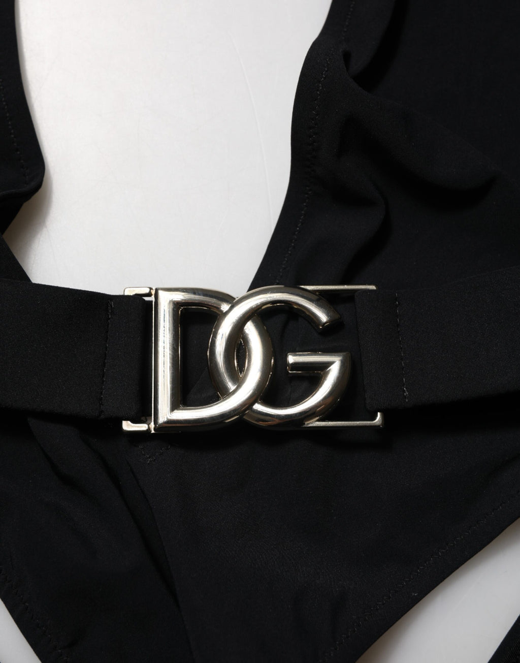 Dolce & Gabbana Black Nylon Deep V-Neck One Piece Swimwear