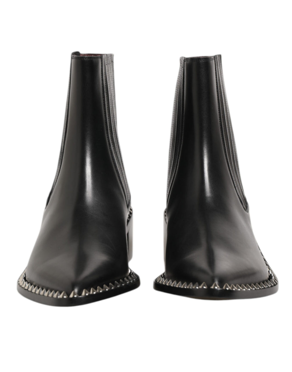 Dolce & Gabbana Black Leather Studded Men Short Boots Shoes