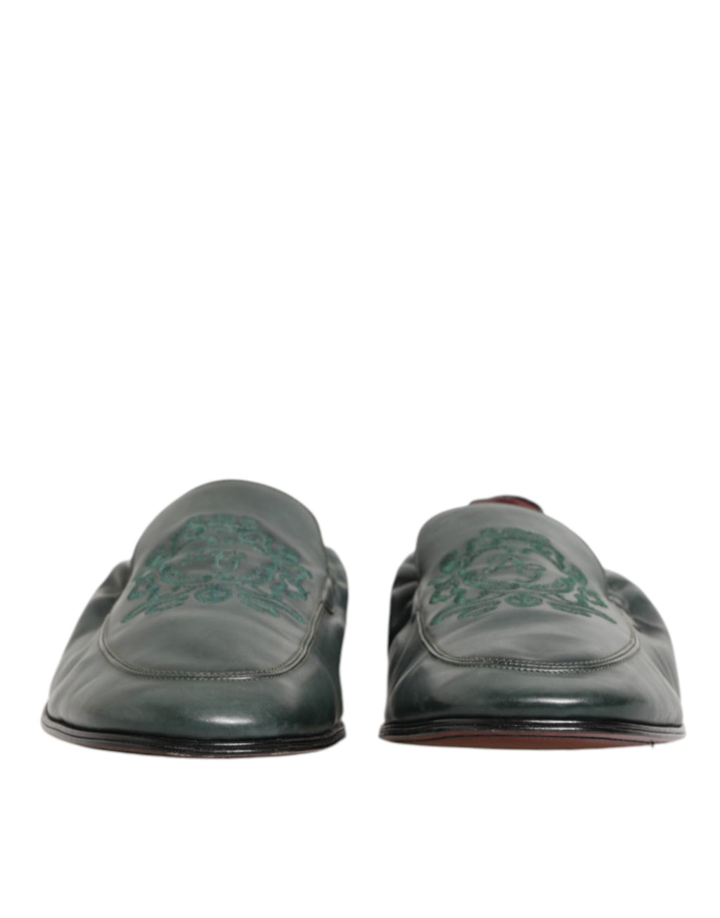 Dolce & Gabbana Green Leather Slip On Men Flat Loafers Shoes