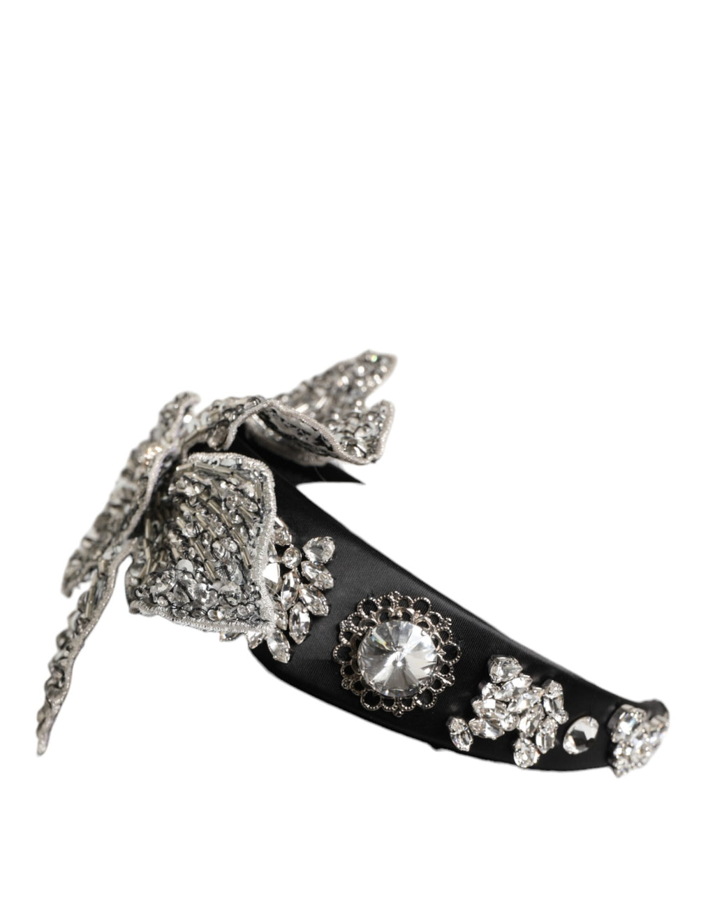 Dolce & Gabbana Black Hair Flower Crystal LIMONI Women Headband Diadem