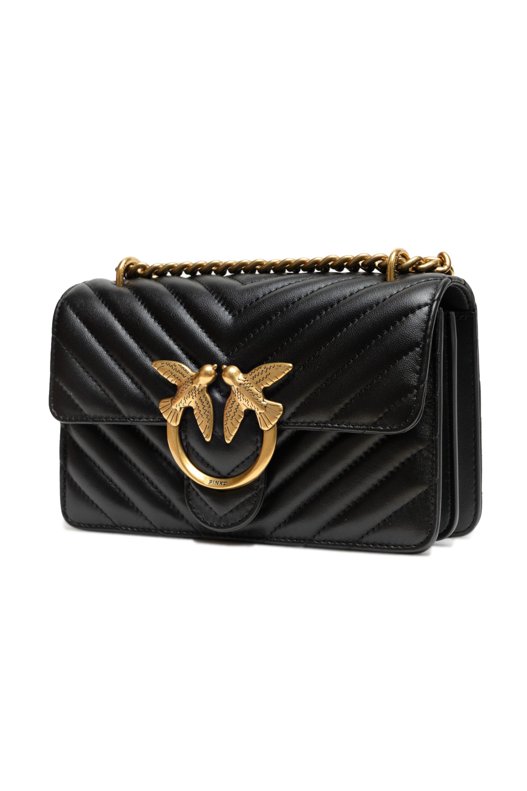 PINKO Black Mini Love Bag One Chevron