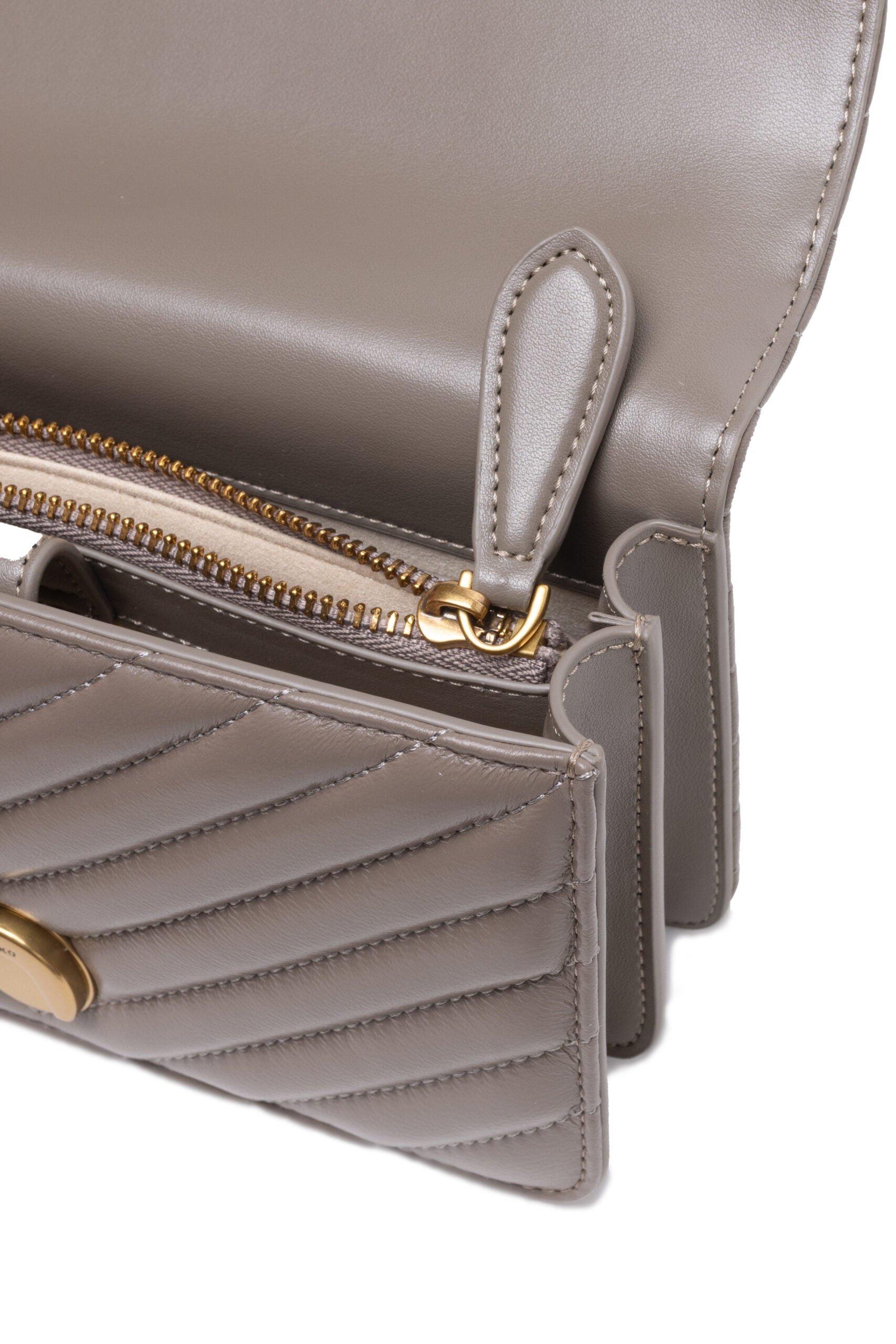 PINKO Grey Mini Love Bag One Chevron