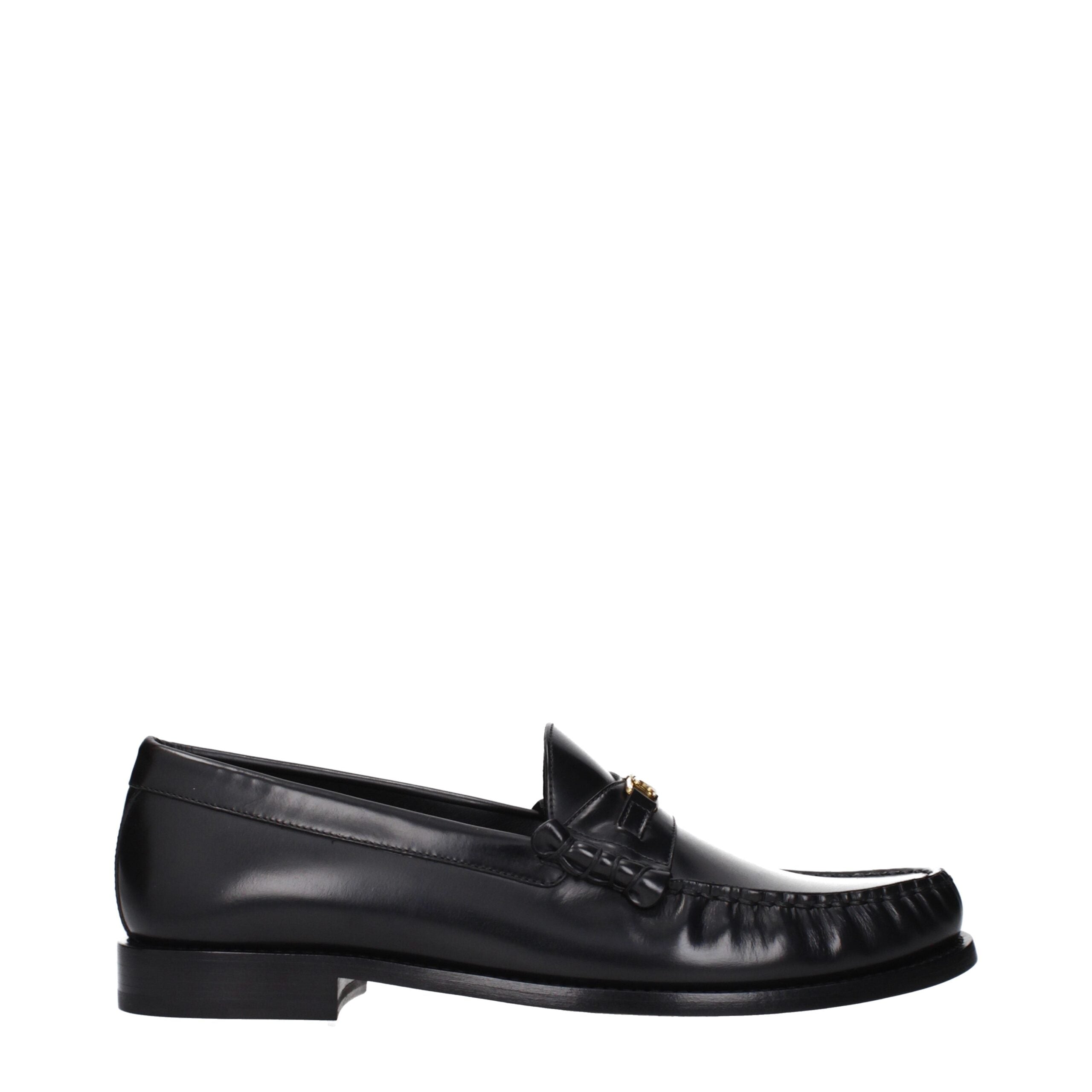 Celine Black Leather Slip-On Loafers