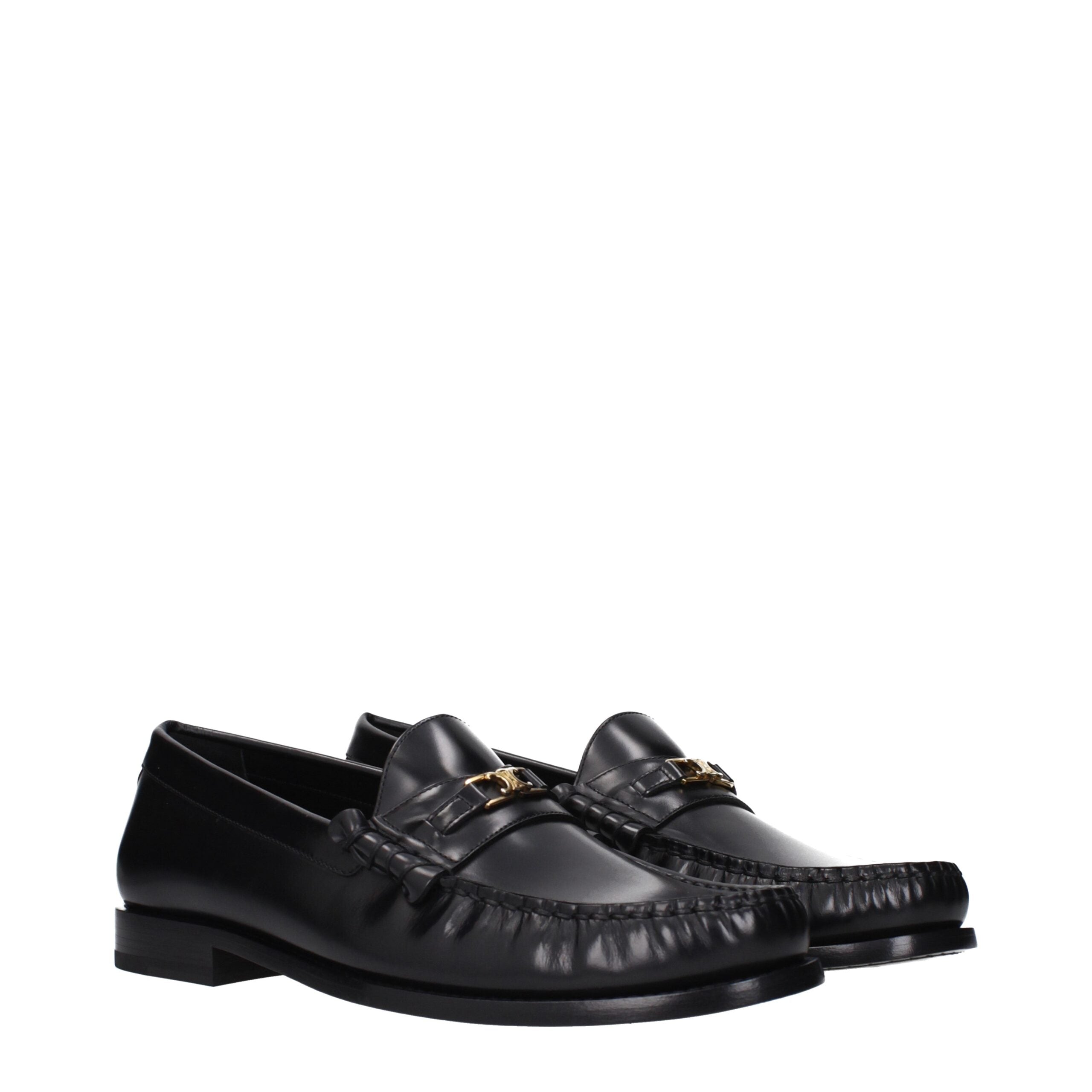 Celine Black Leather Slip-On Loafers