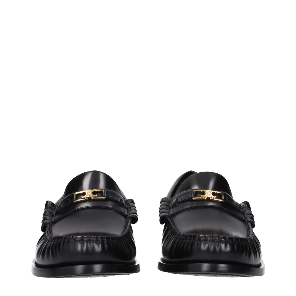 Celine Black Leather Slip-On Loafers