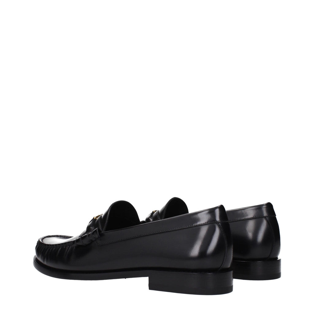 Celine Black Leather Slip-On Loafers