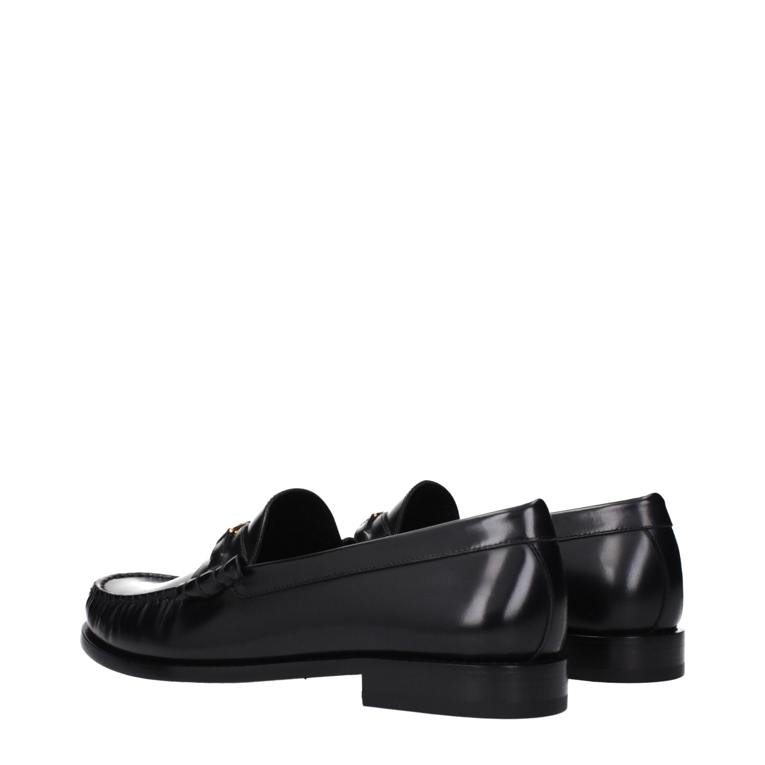 Celine Black Leather Slip-On Loafers