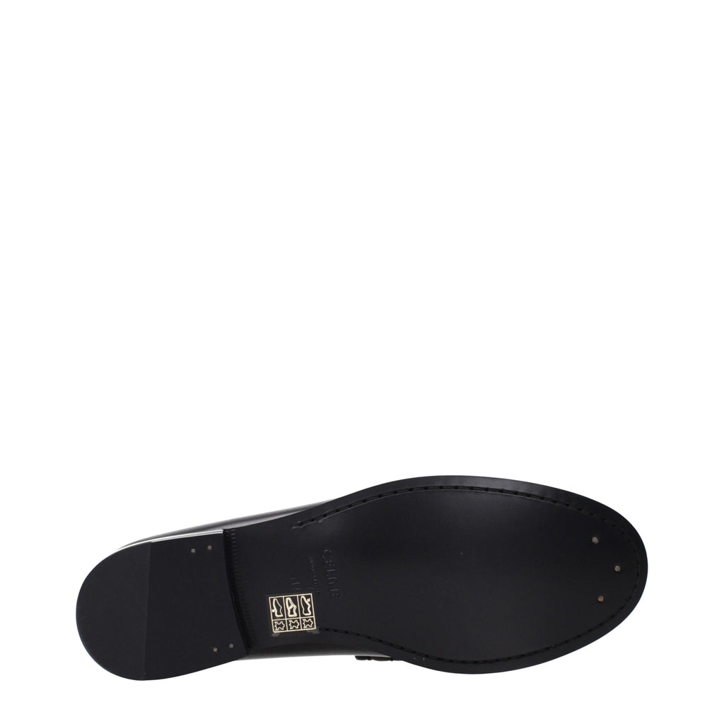 Celine Black Leather Slip-On Loafers